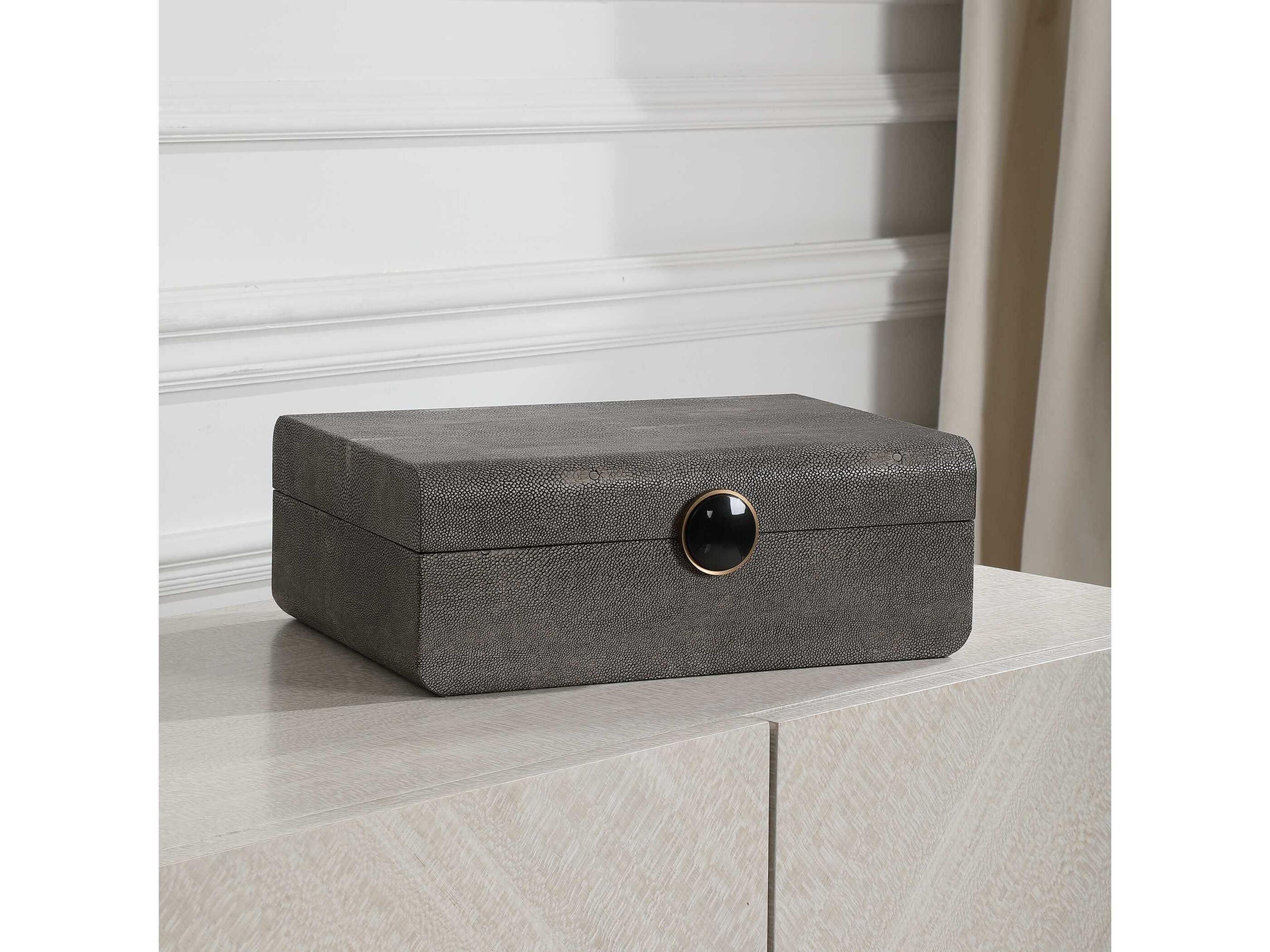 Uttermost Lalique Art Dec Smoke Gray Jewelry Box