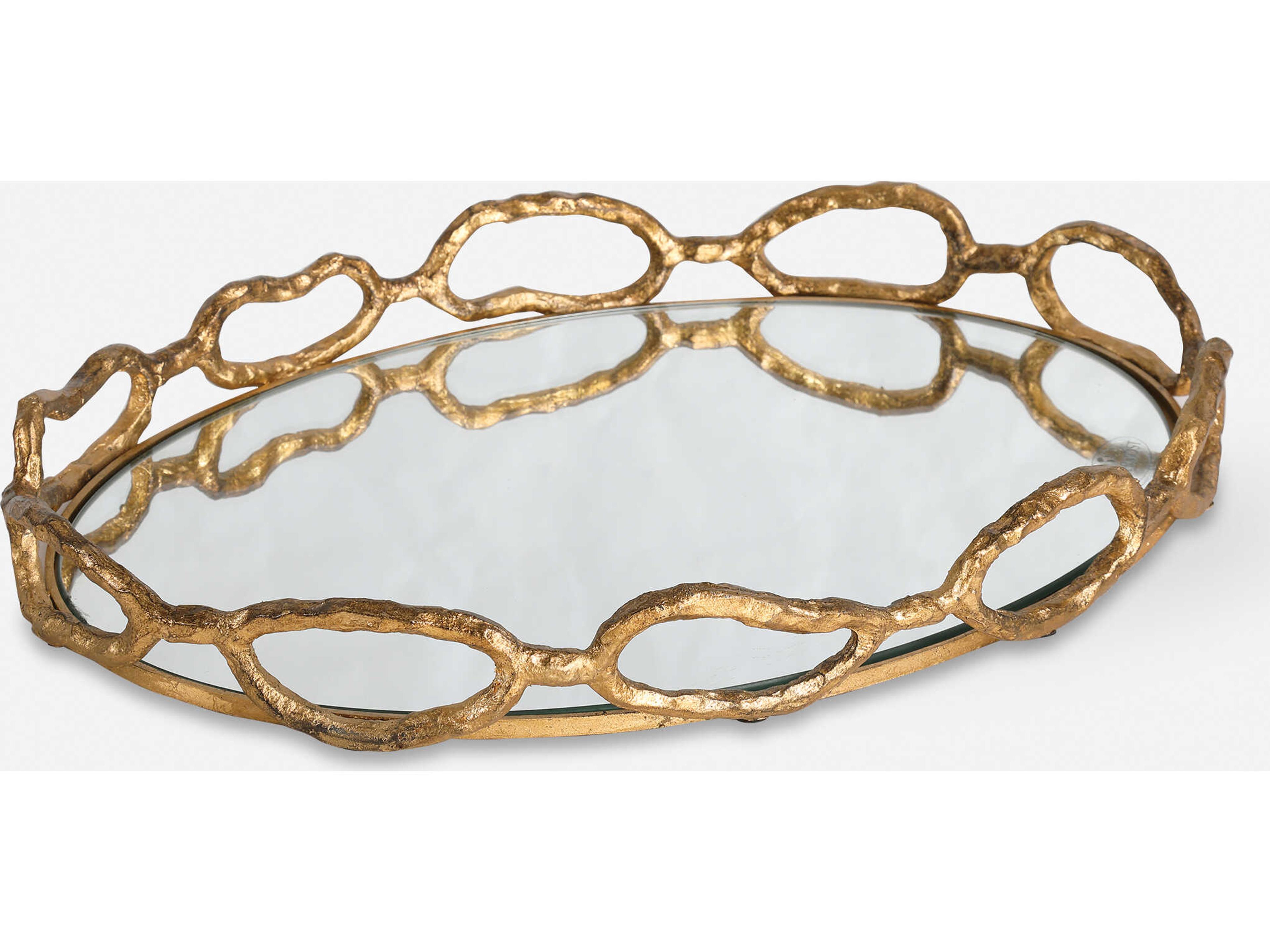 Uttermost Gold Leaf Cable Chain Mirrored Tray