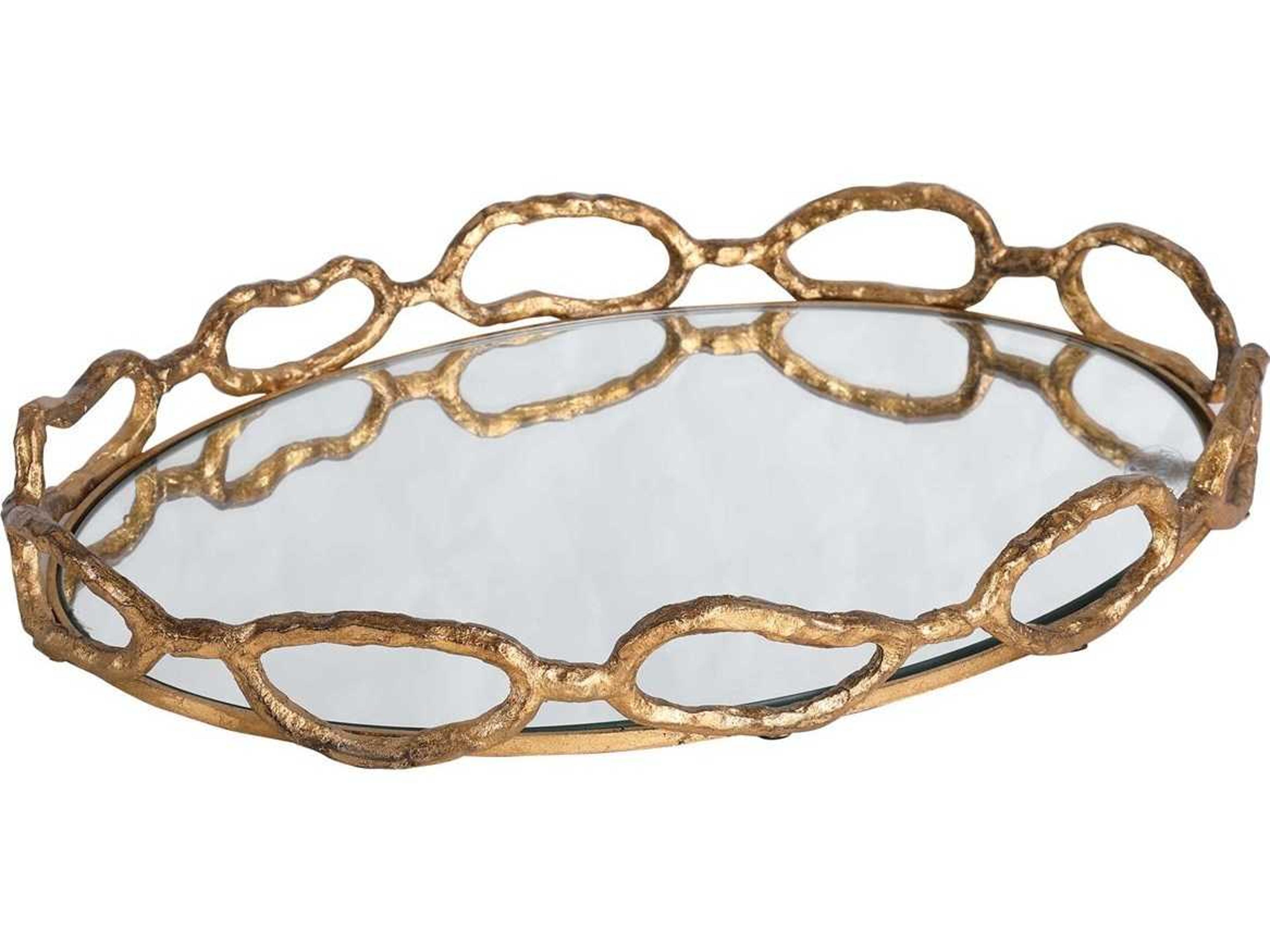 Uttermost Gold Leaf Cable Chain Mirrored Tray