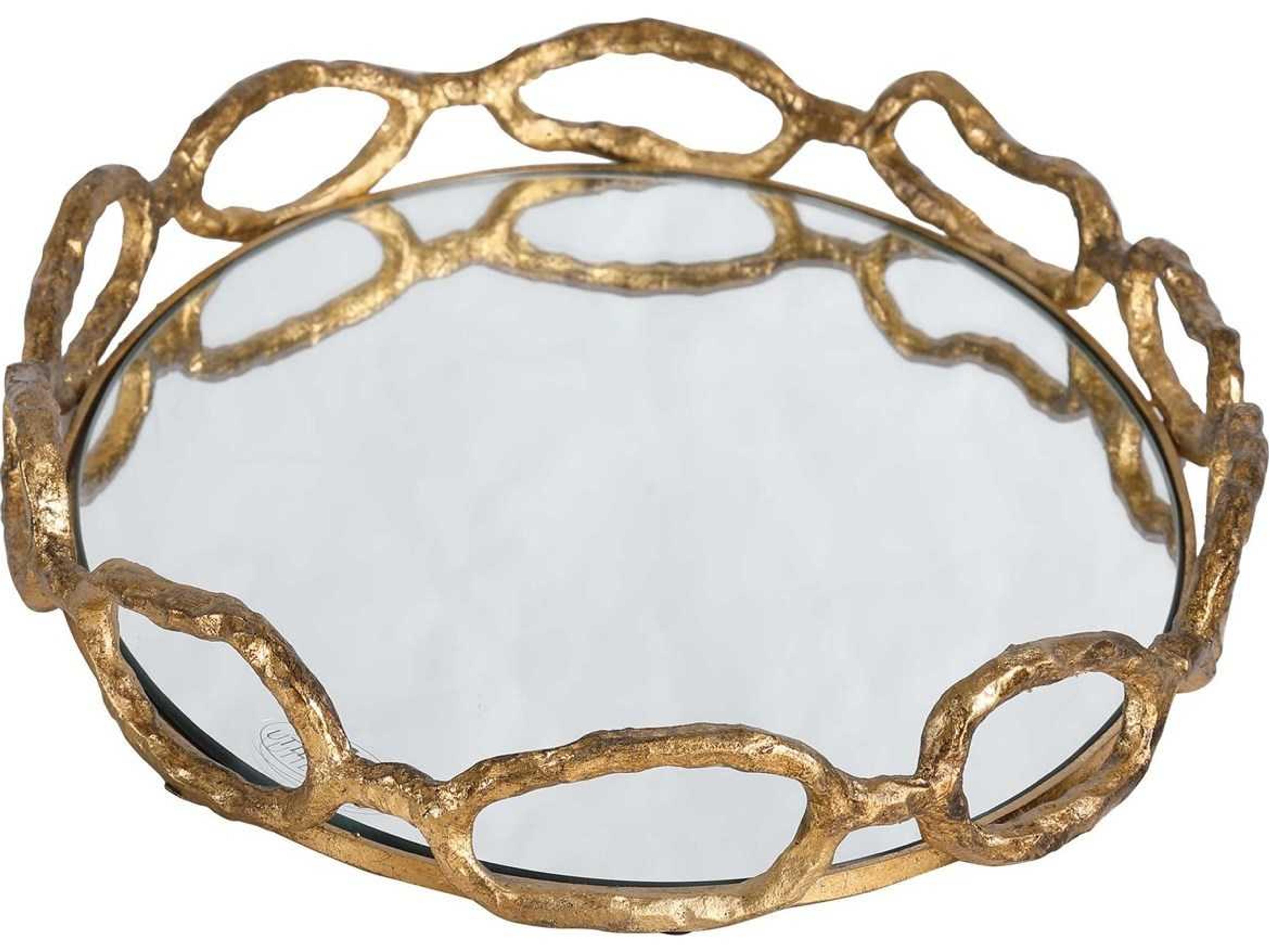 Uttermost Gold Leaf Cable Chain Mirrored Tray