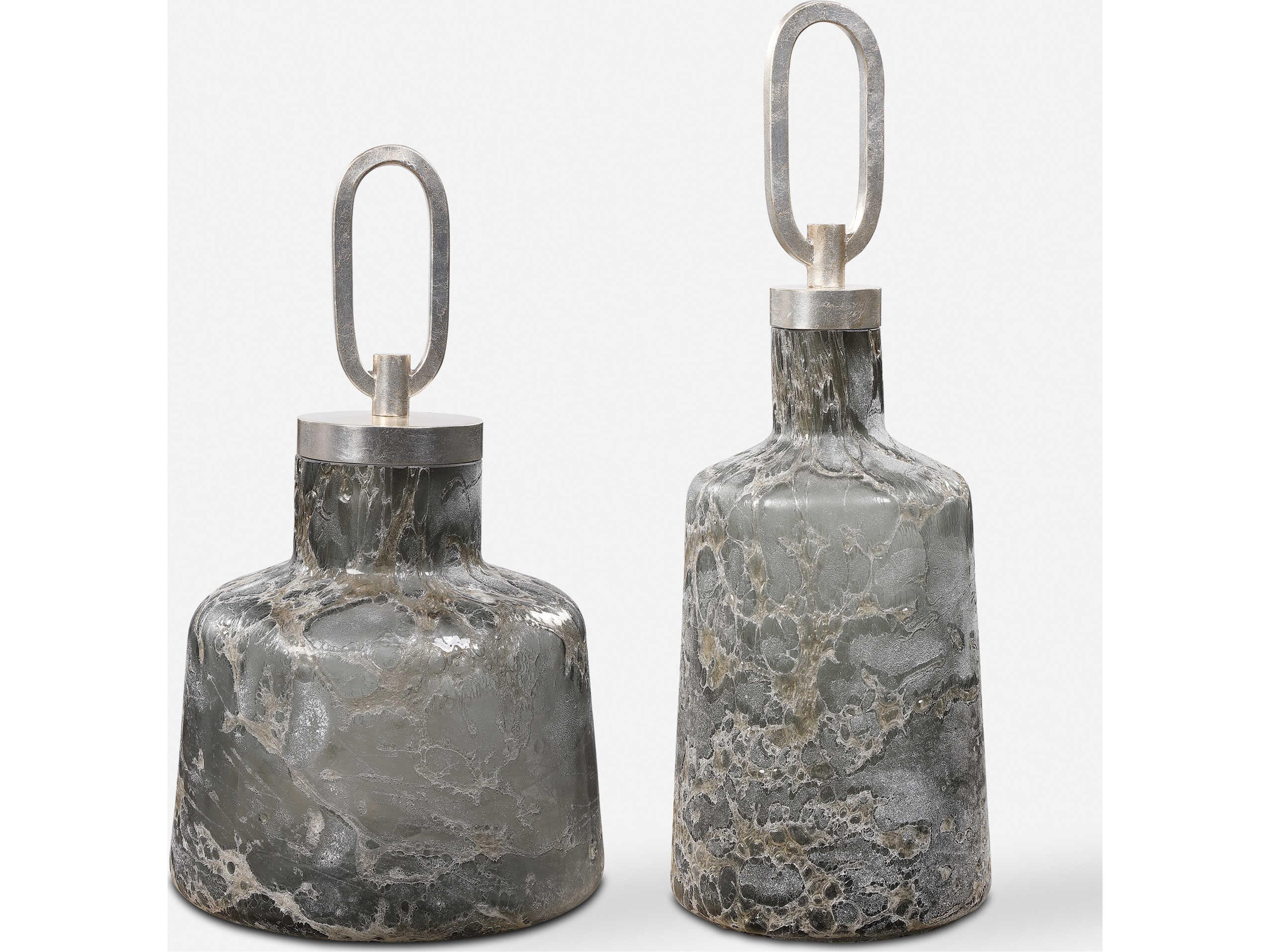 Uttermost Storm Art Glass Bottles Set of 2