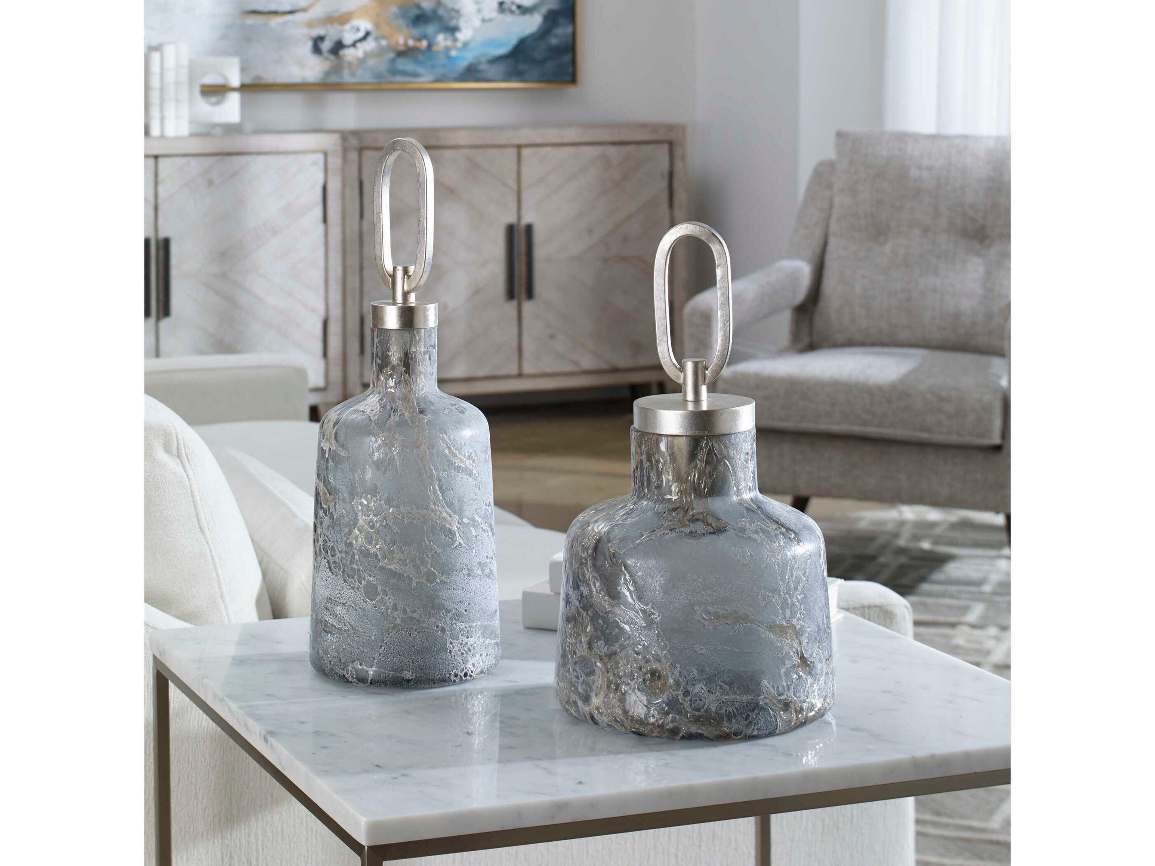 Uttermost Storm Art Glass Bottles Set of 2