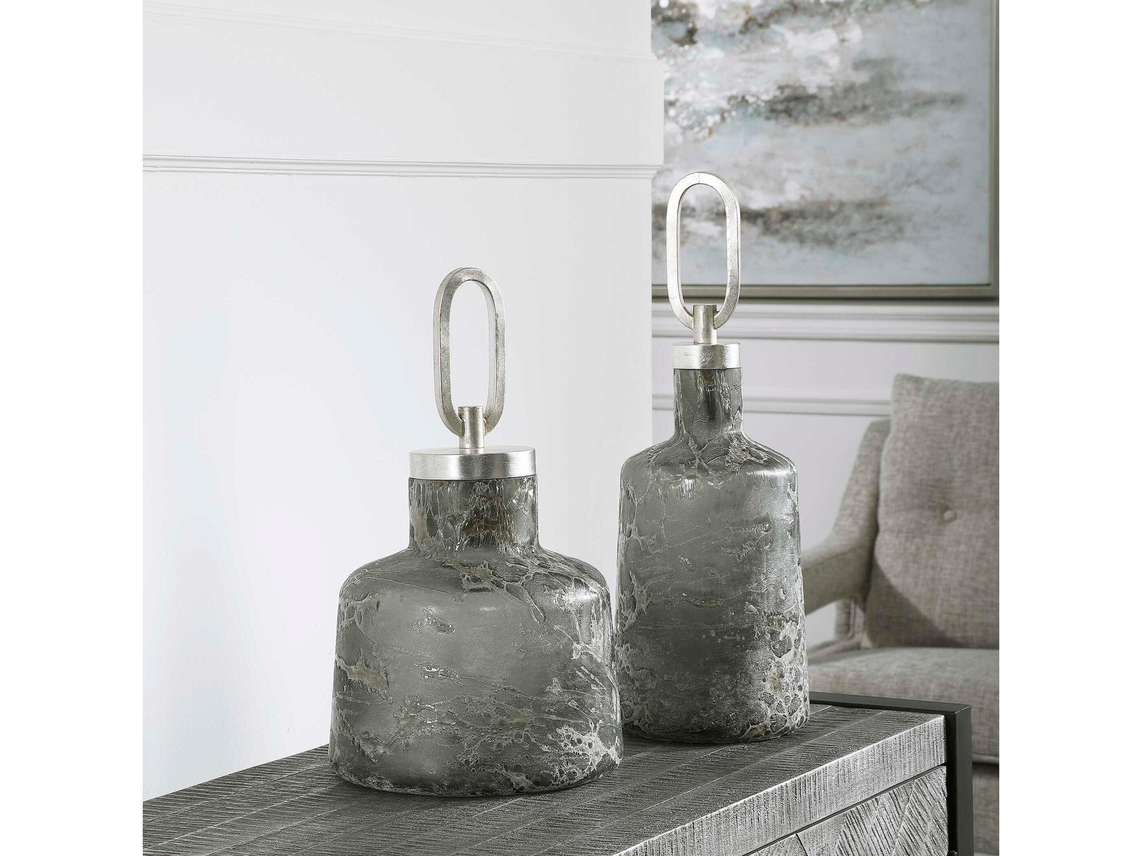 Uttermost Storm Art Glass Bottles Set of 2