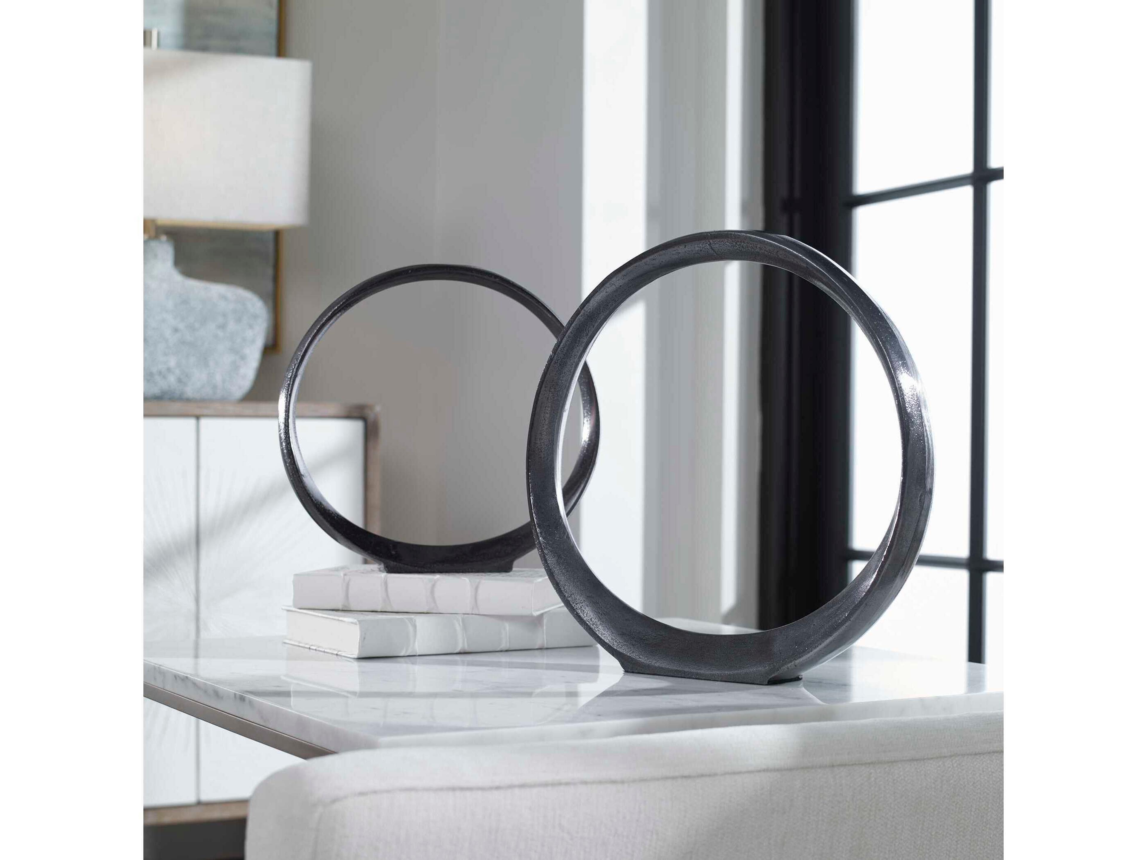 Uttermost Orbits Black Nickel Sculpture Set of 2