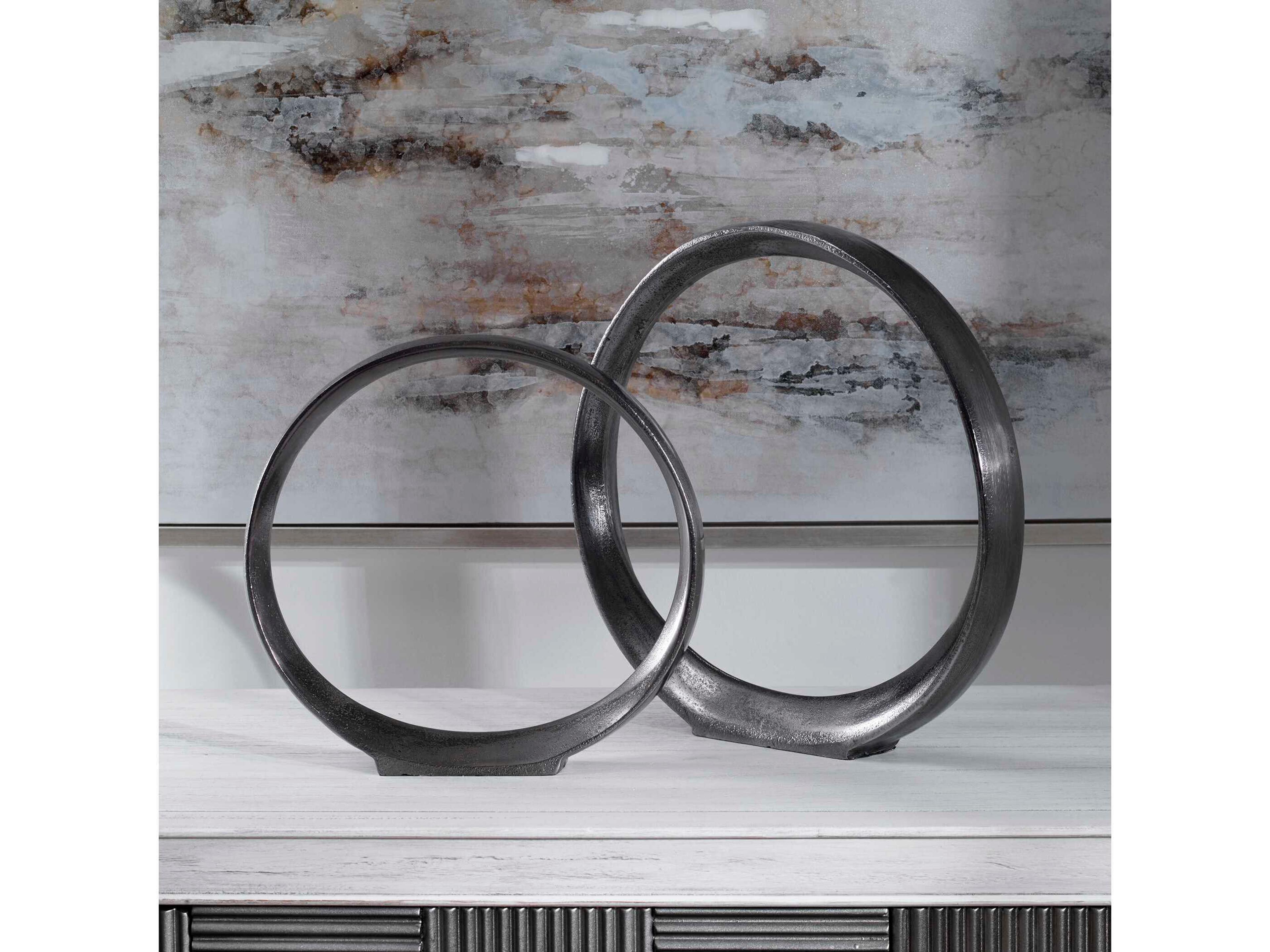 Uttermost Orbits Black Nickel Sculpture Set of 2