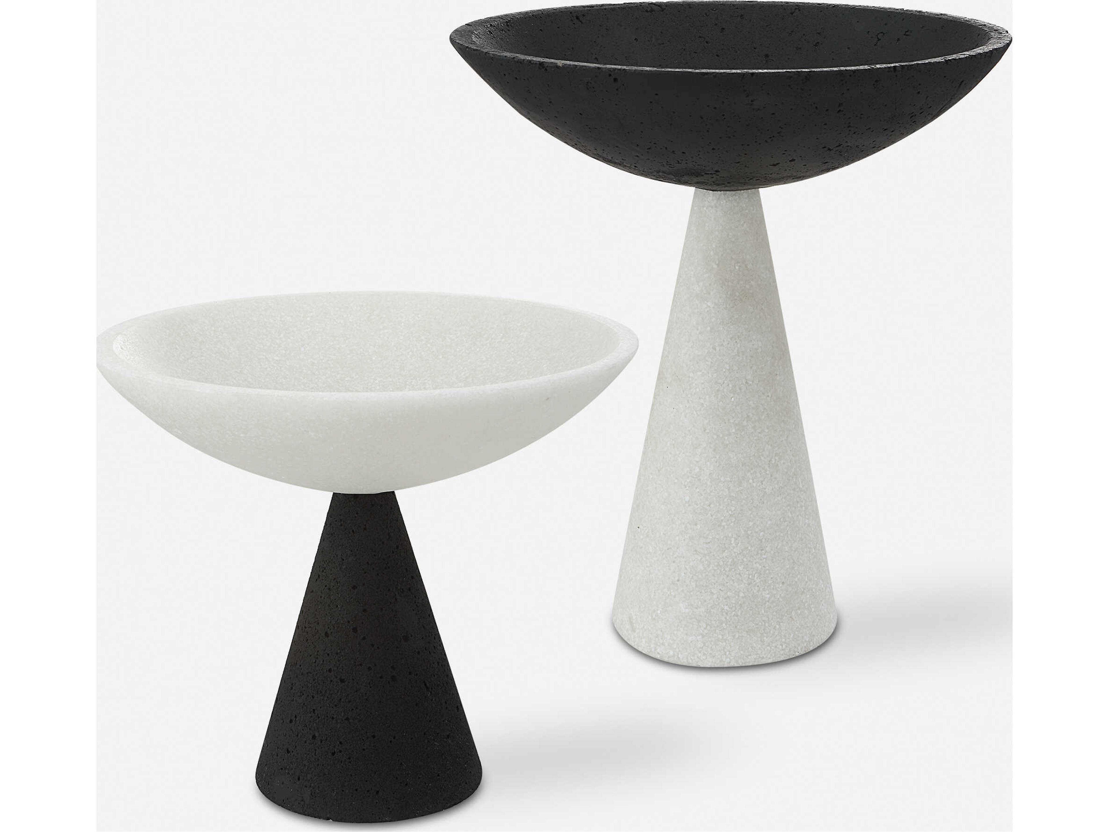 Uttermost Antithesis Marble Black / White Decorative Bowls Set of 2