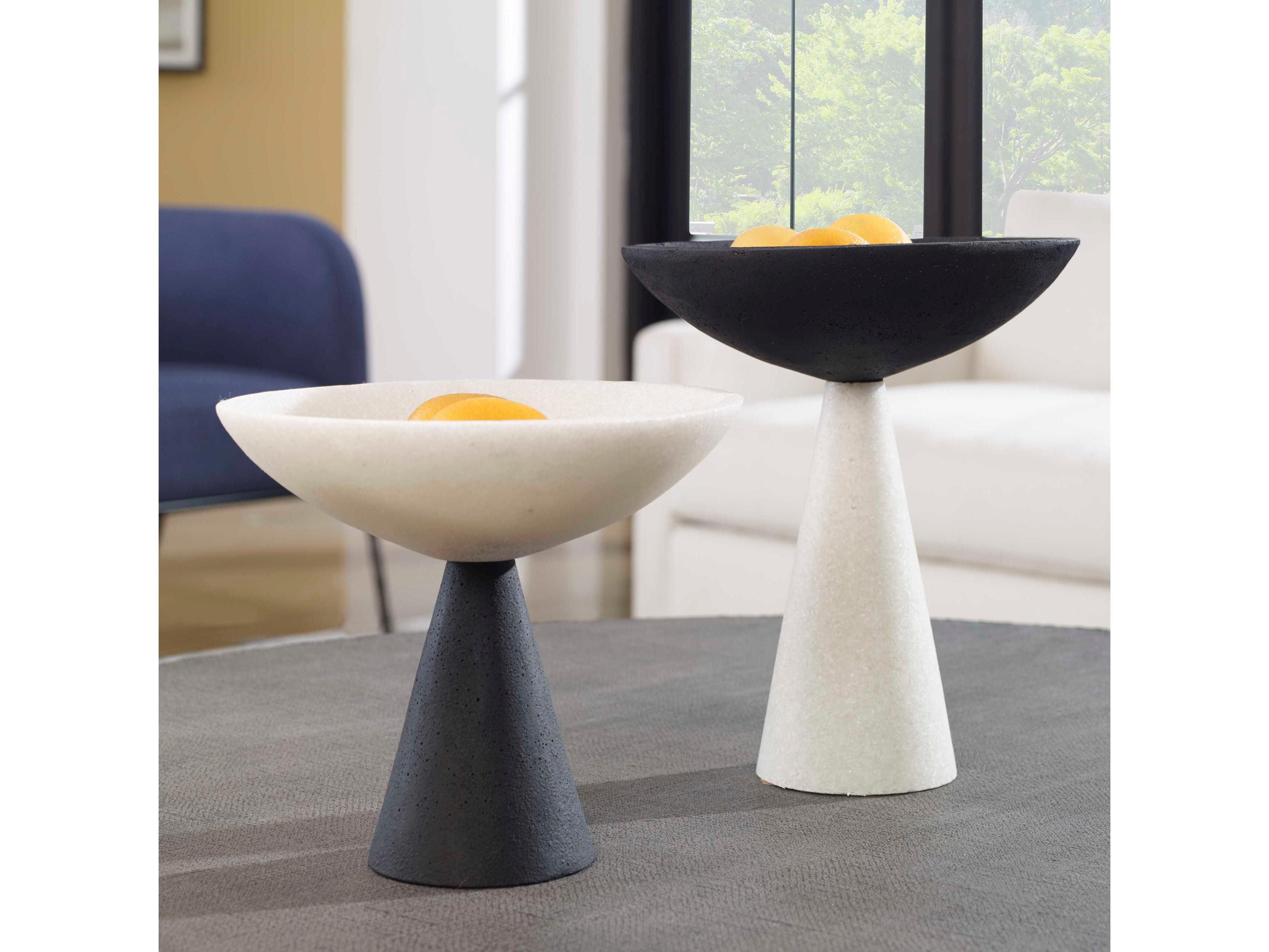 Uttermost Antithesis Marble Black / White Decorative Bowls Set of 2