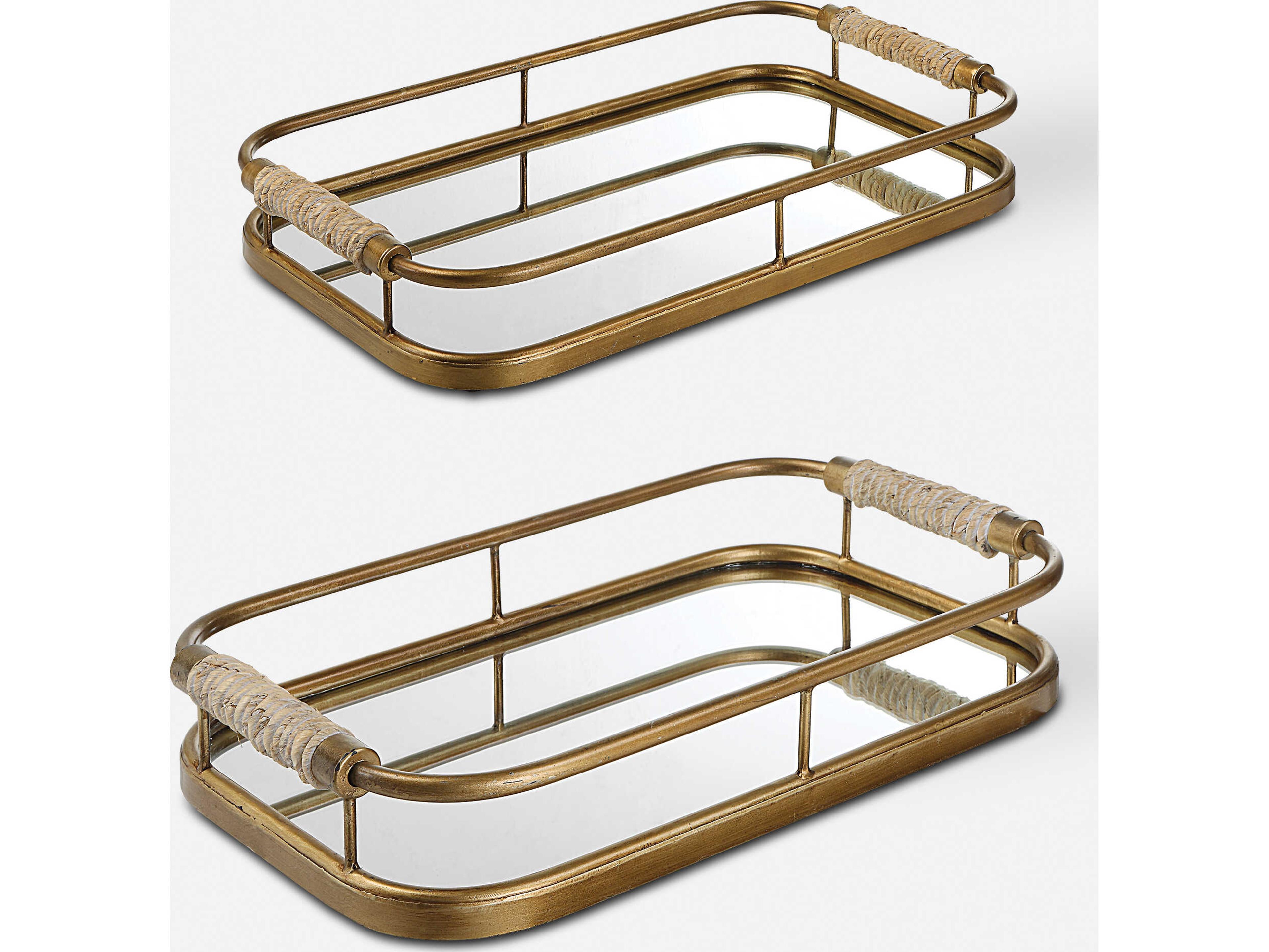 Uttermost Rosea Brushed Gold Serving Trays Set of 2
