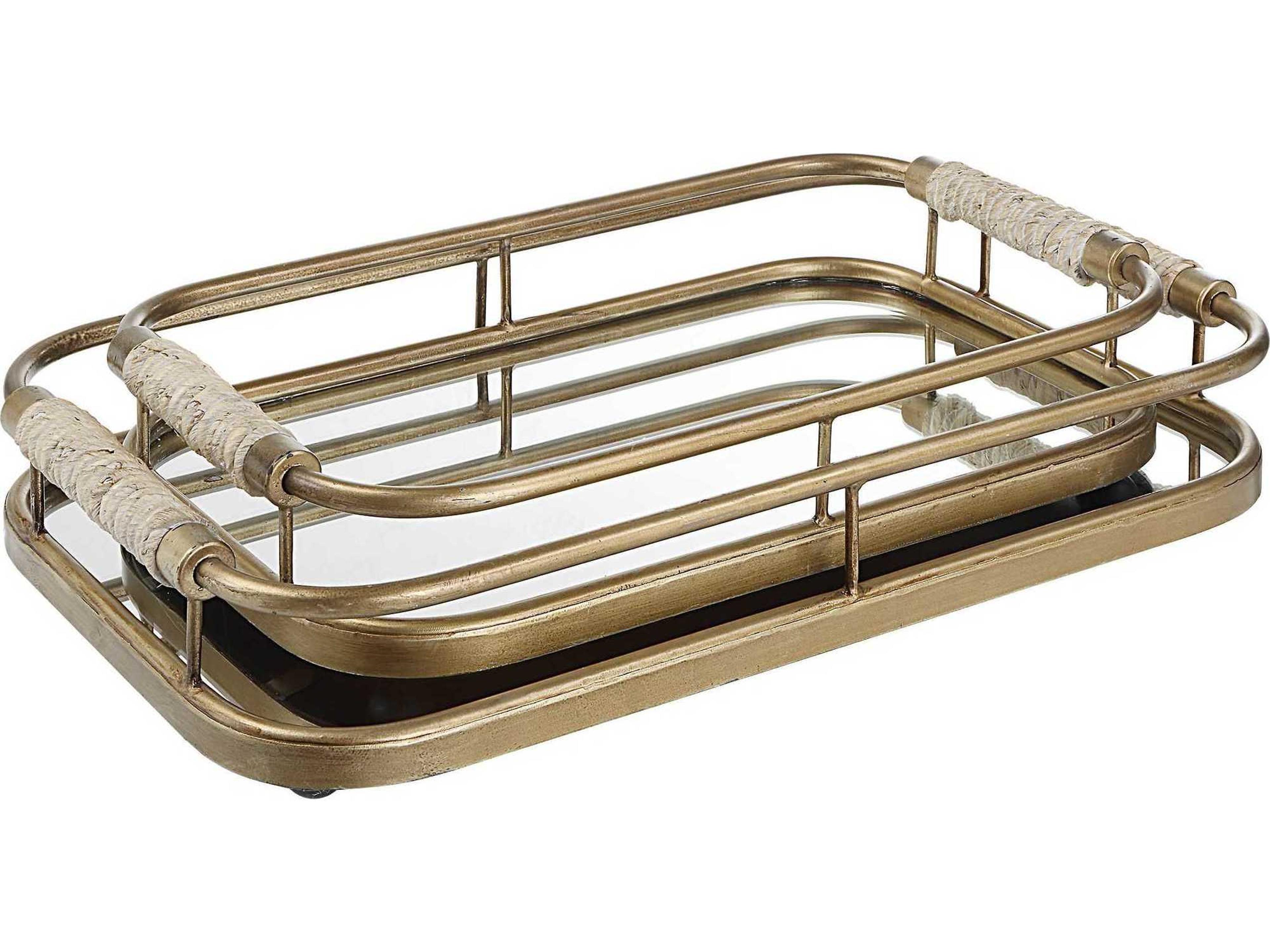 Uttermost Rosea Brushed Gold Serving Trays Set of 2