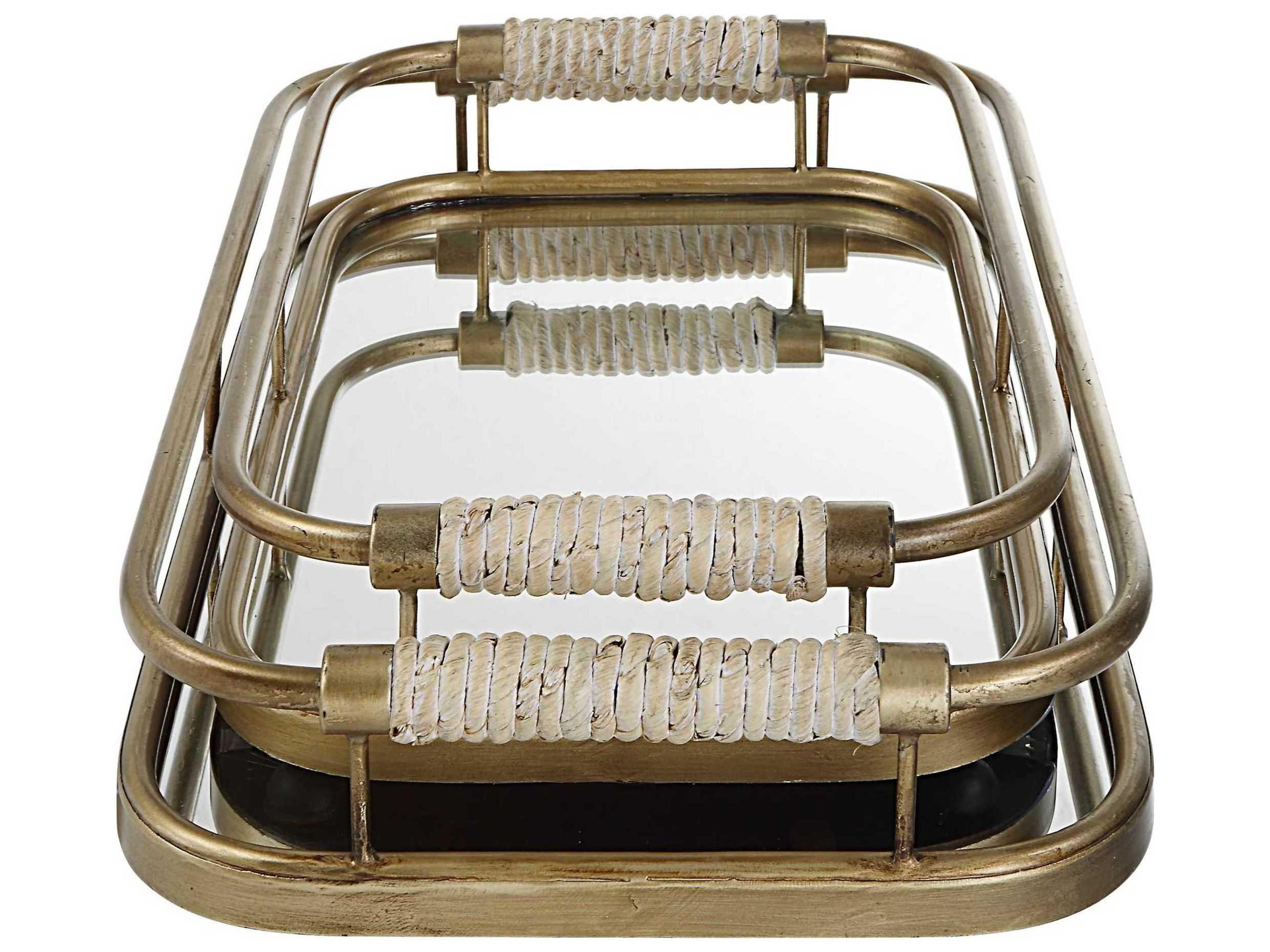 Uttermost Rosea Brushed Gold Serving Trays Set of 2