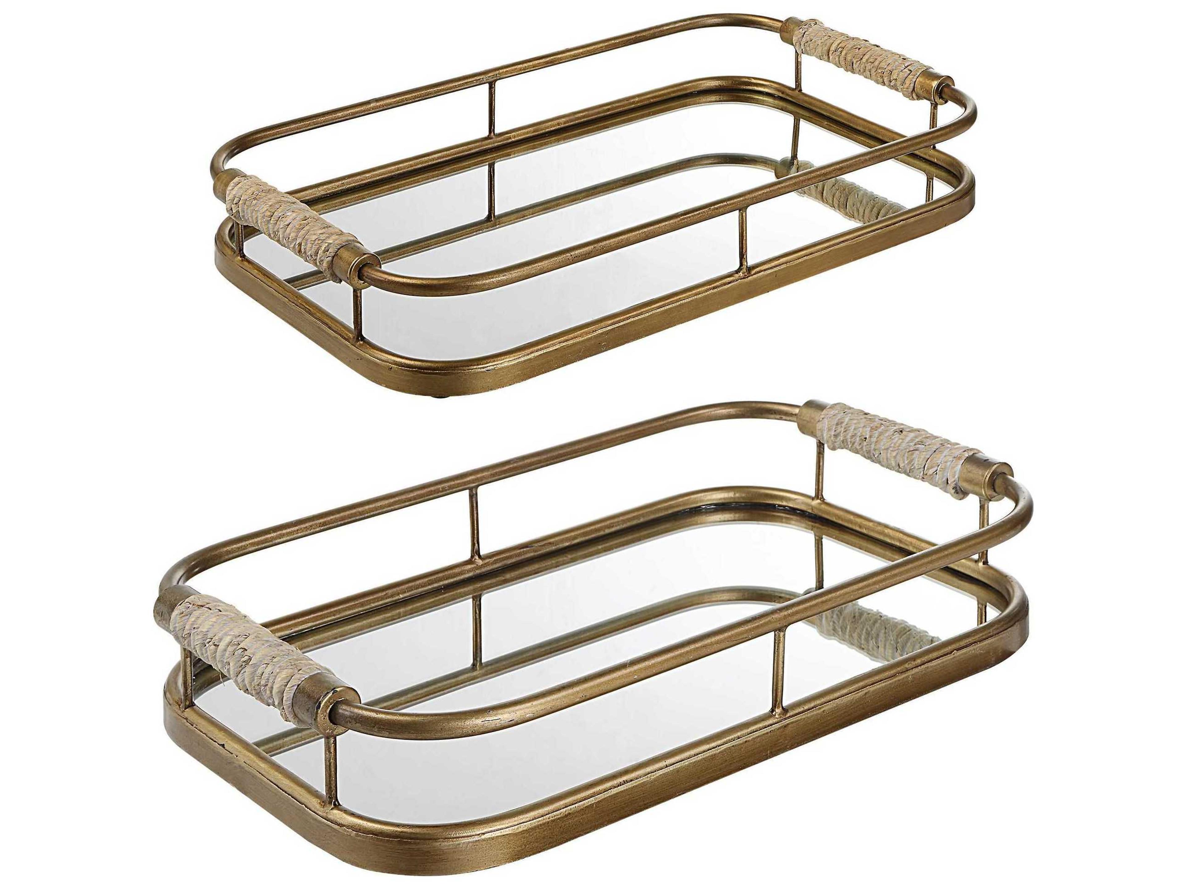 Uttermost Rosea Brushed Gold Serving Trays Set of 2