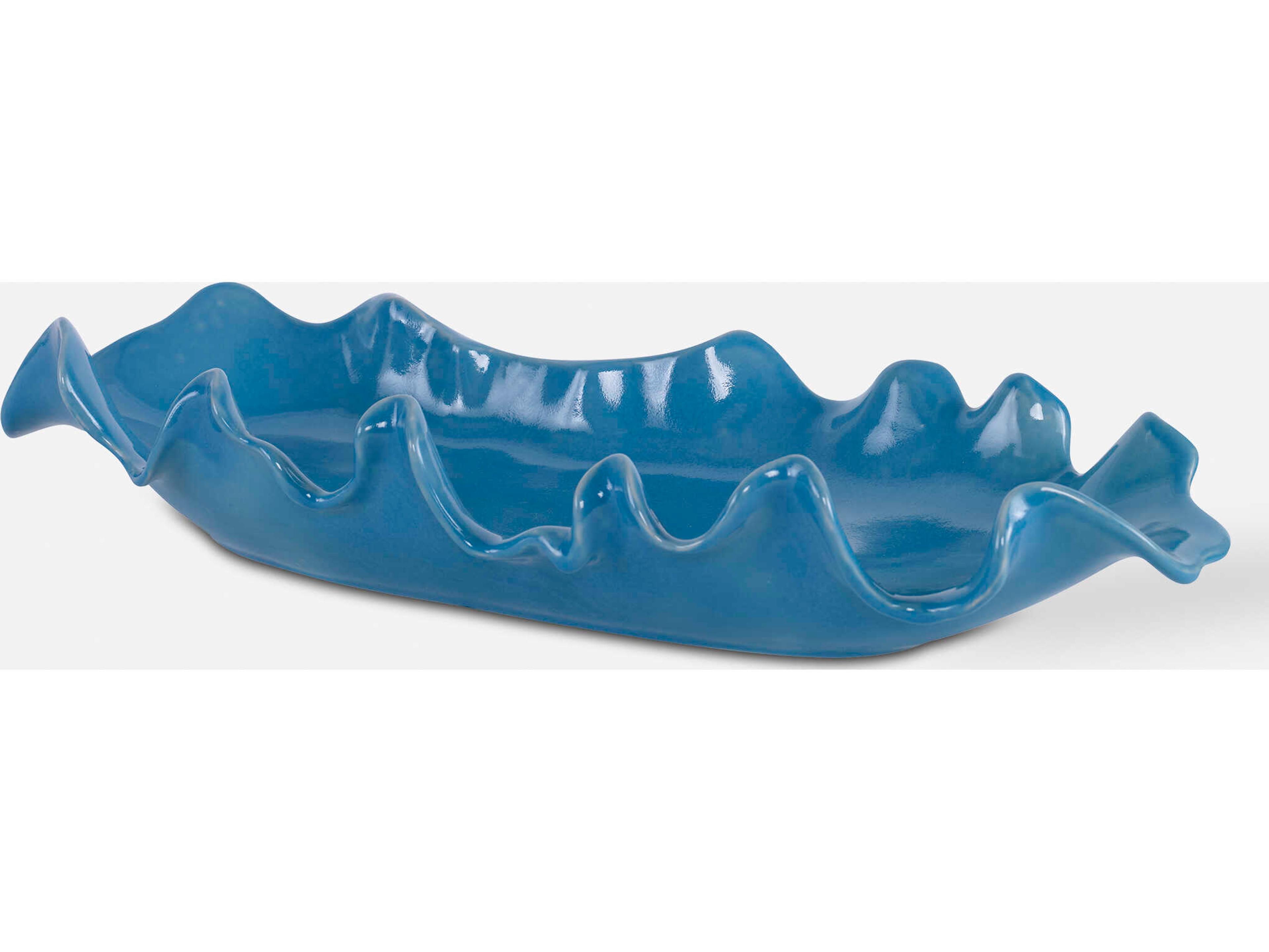 Uttermost Ruffled Feathers Gloss Blue Decorative Bowl