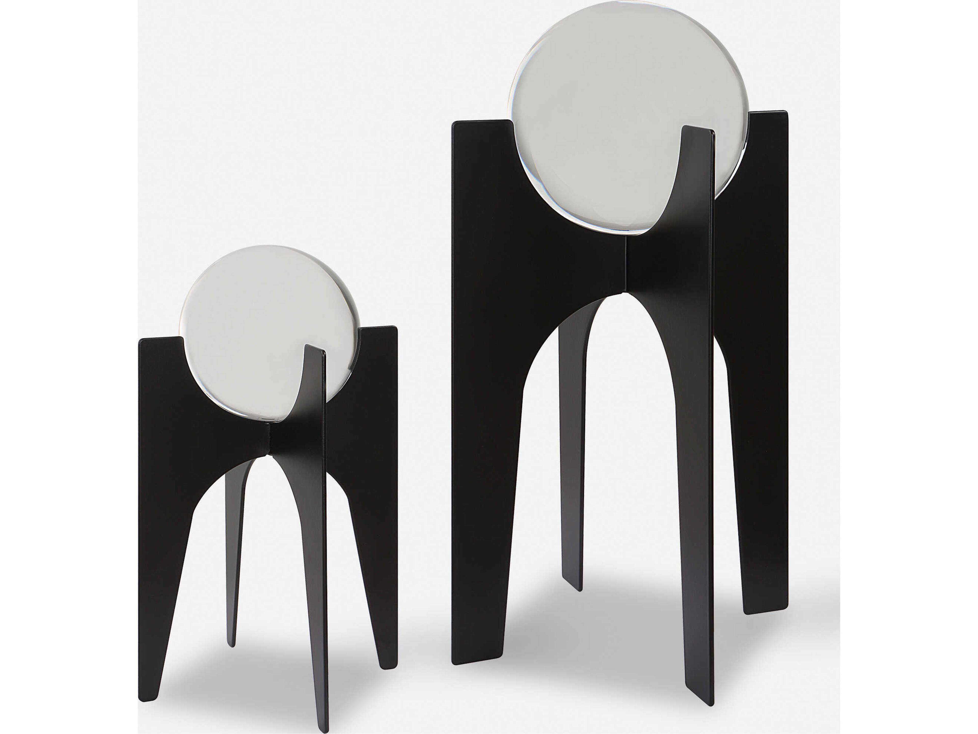 Ellianna Crystal Spheres on Black Base Set of 2