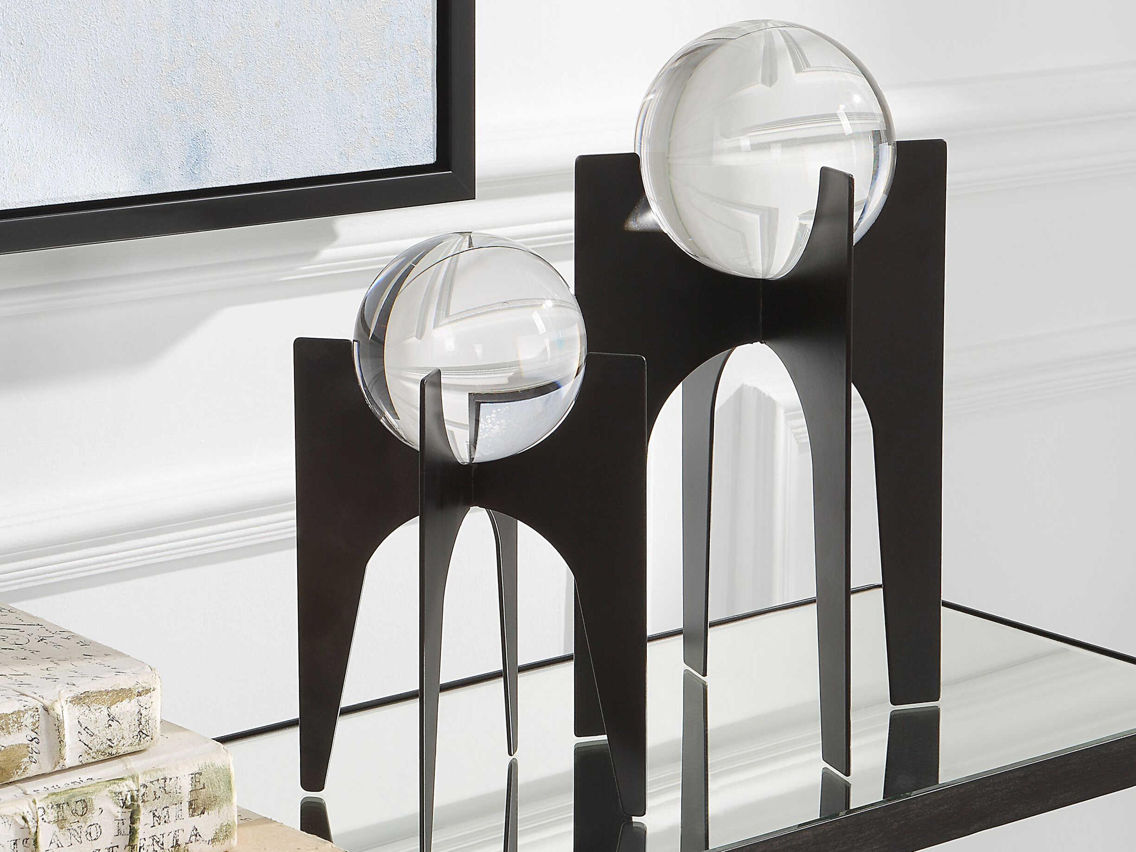 Uttermost Ellianna Crystal Spheres on Black Base Set of 2