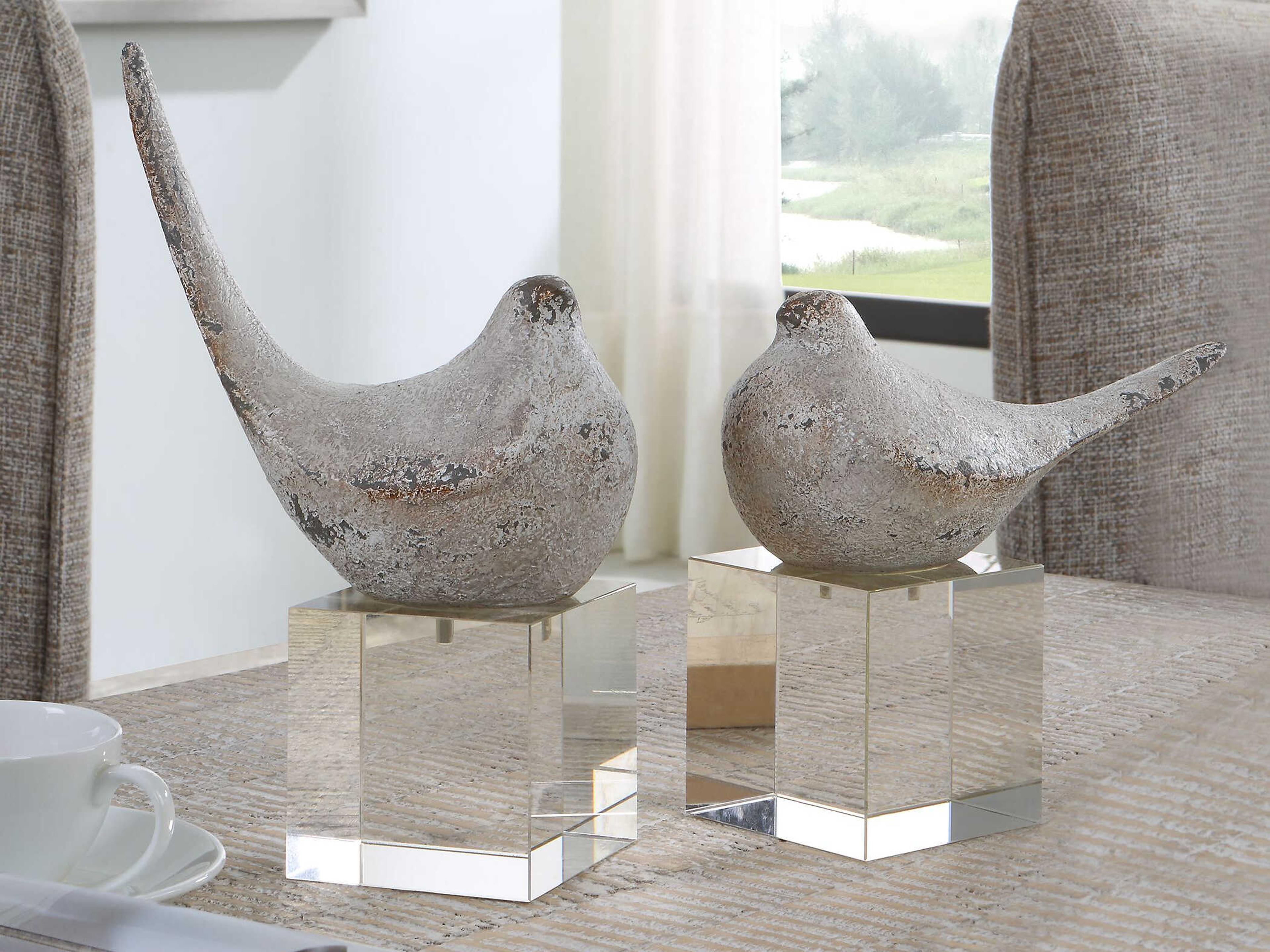 Uttermost Silver Better Together Bird Sculpture Set of 2