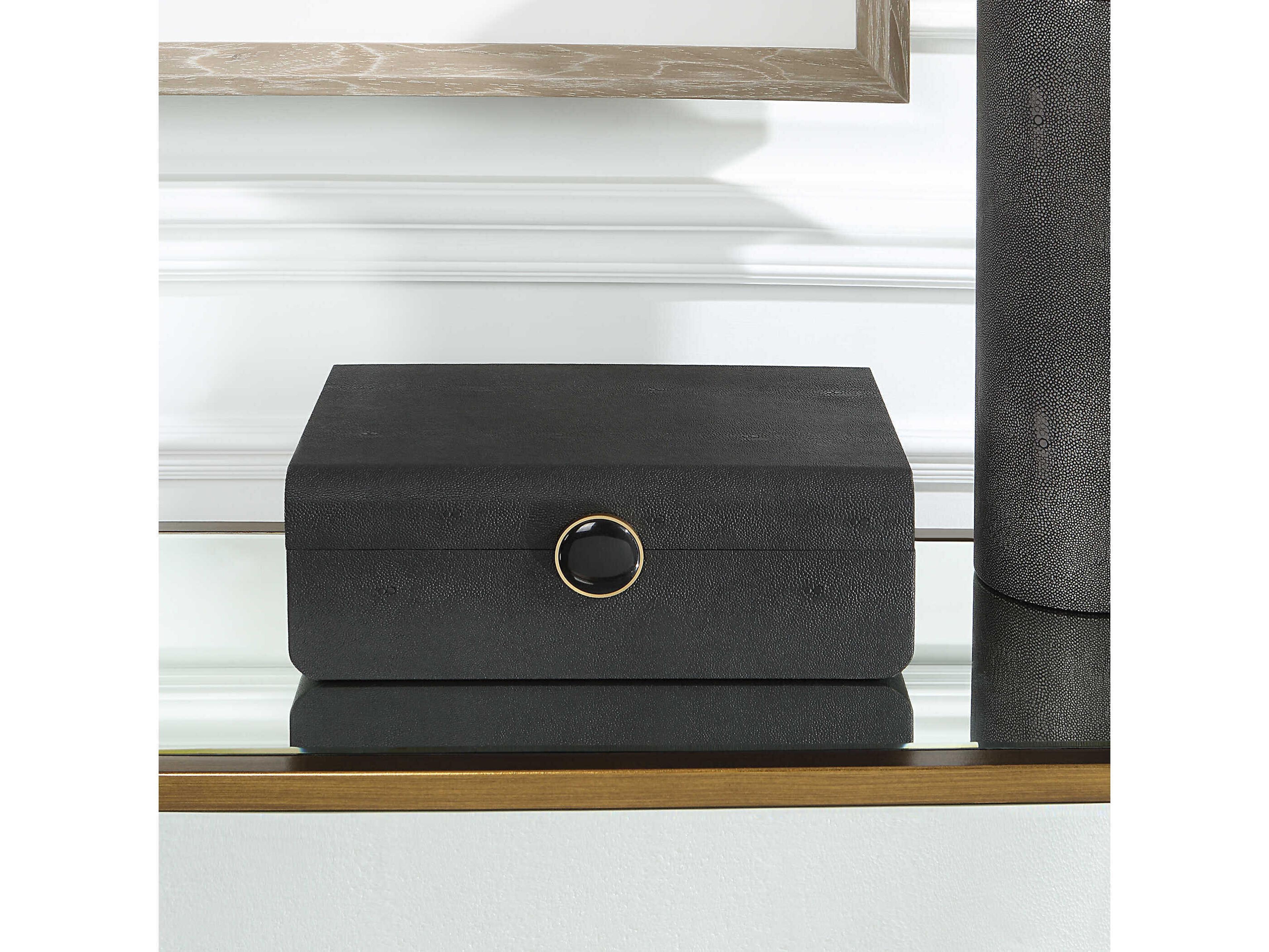 Uttermost Lalique Matte Black Jewelry Box