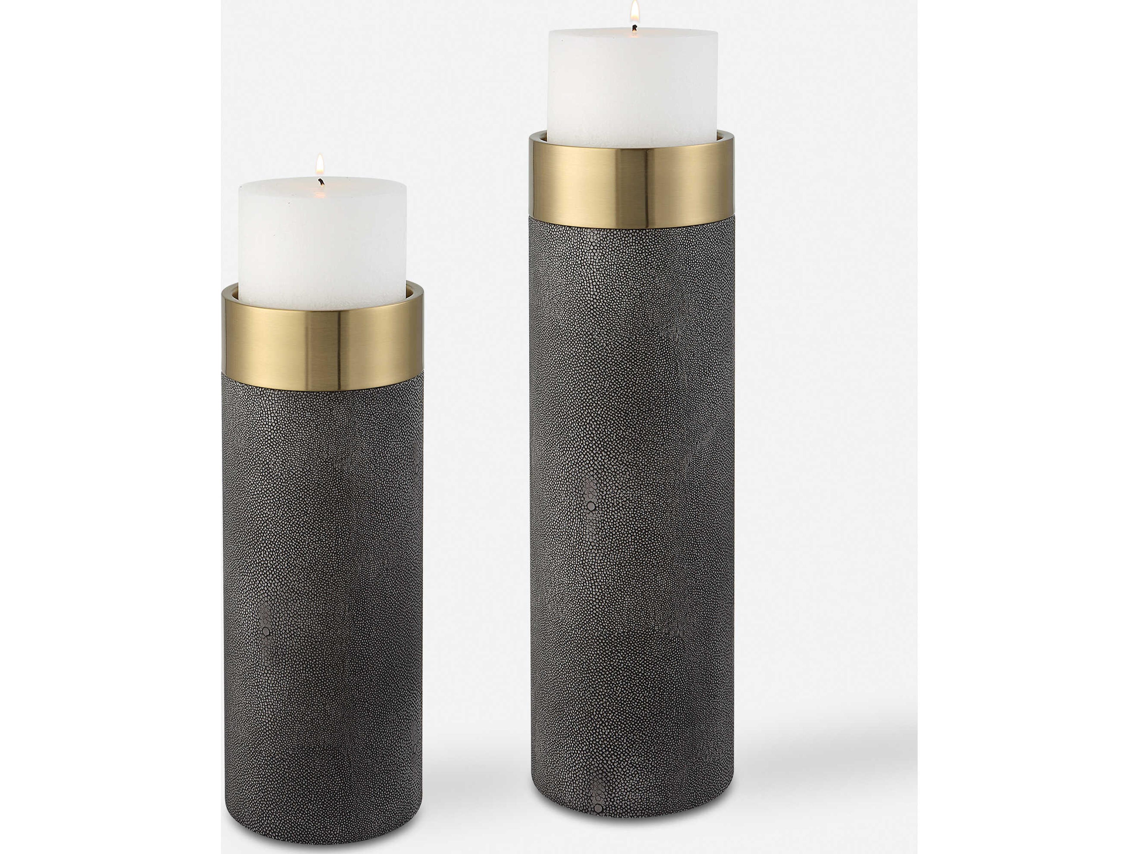 Wessex Gray Candle Holder Set of 2