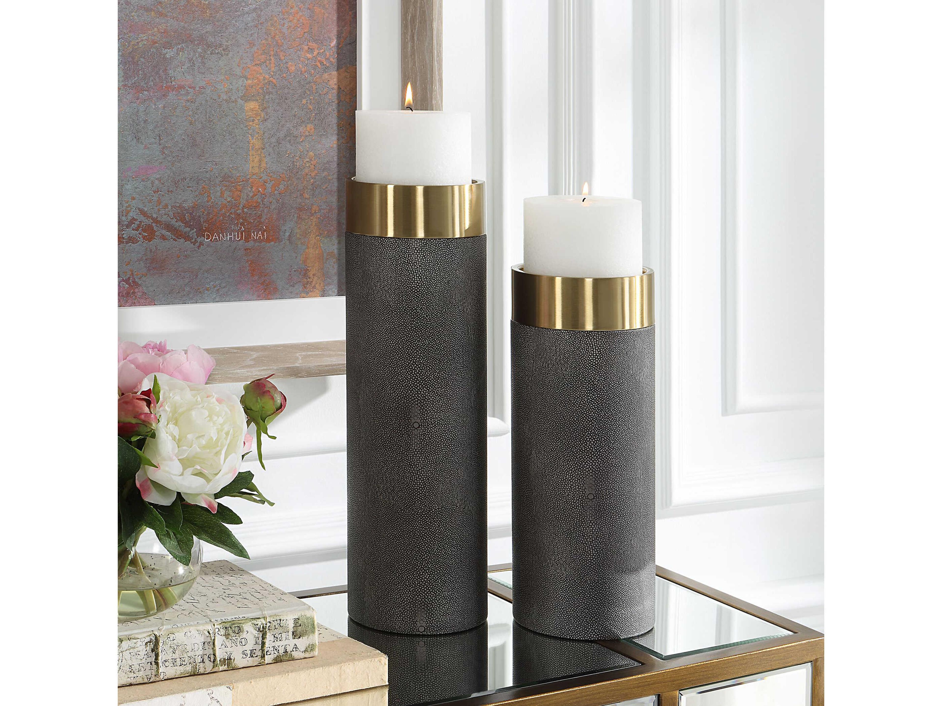 Uttermost Wessex Gray Candle Holder Set of 2