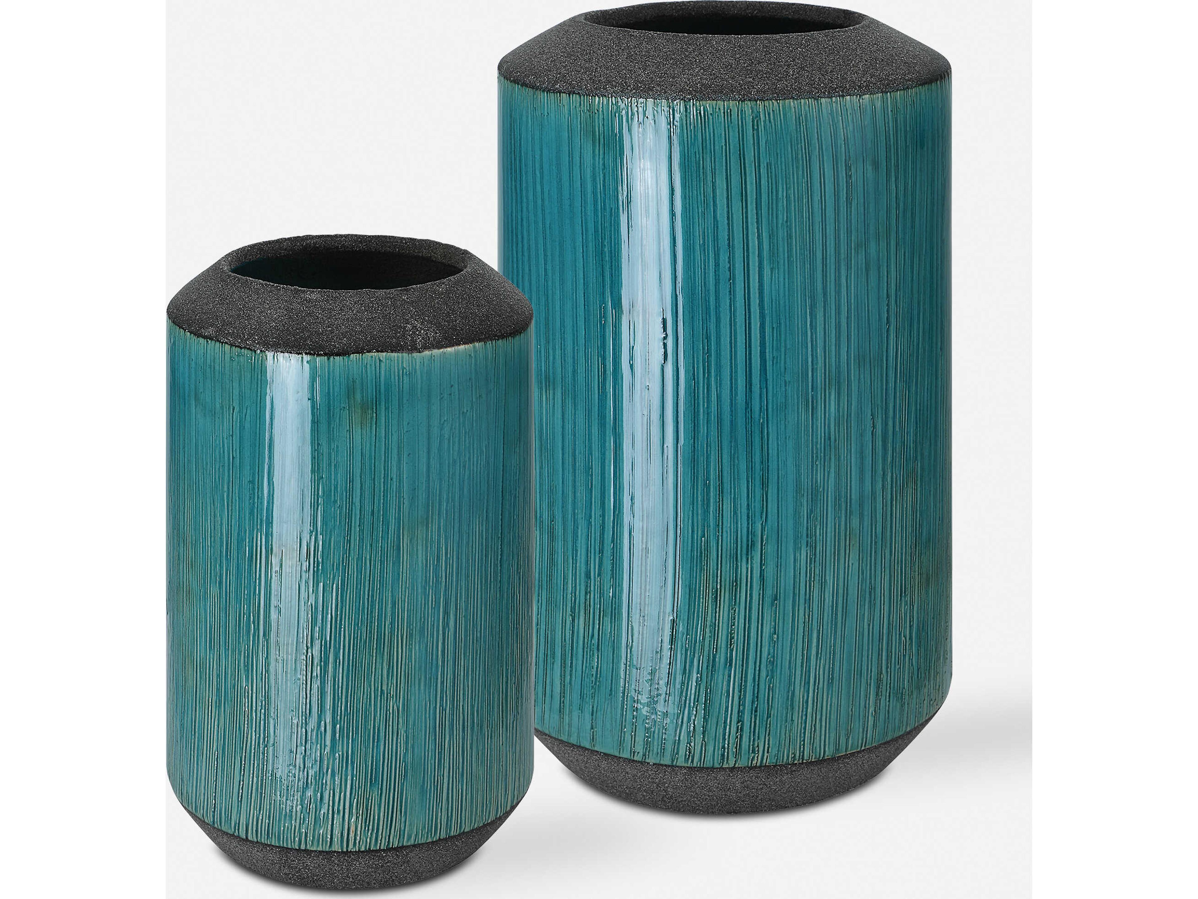 Maui Aqua Blue Vase Set of 2