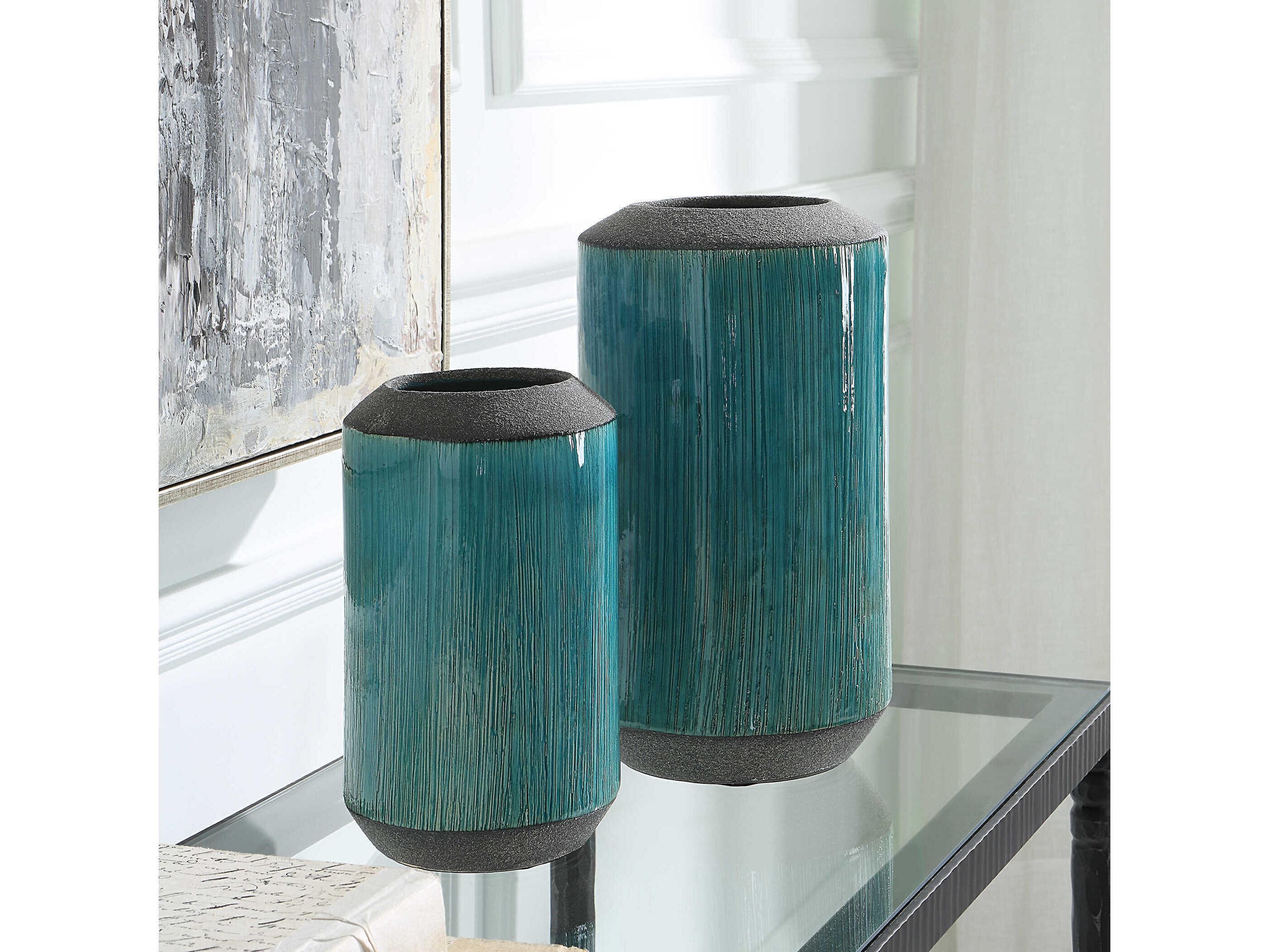 Uttermost Maui Aqua Blue Vase Set of 2