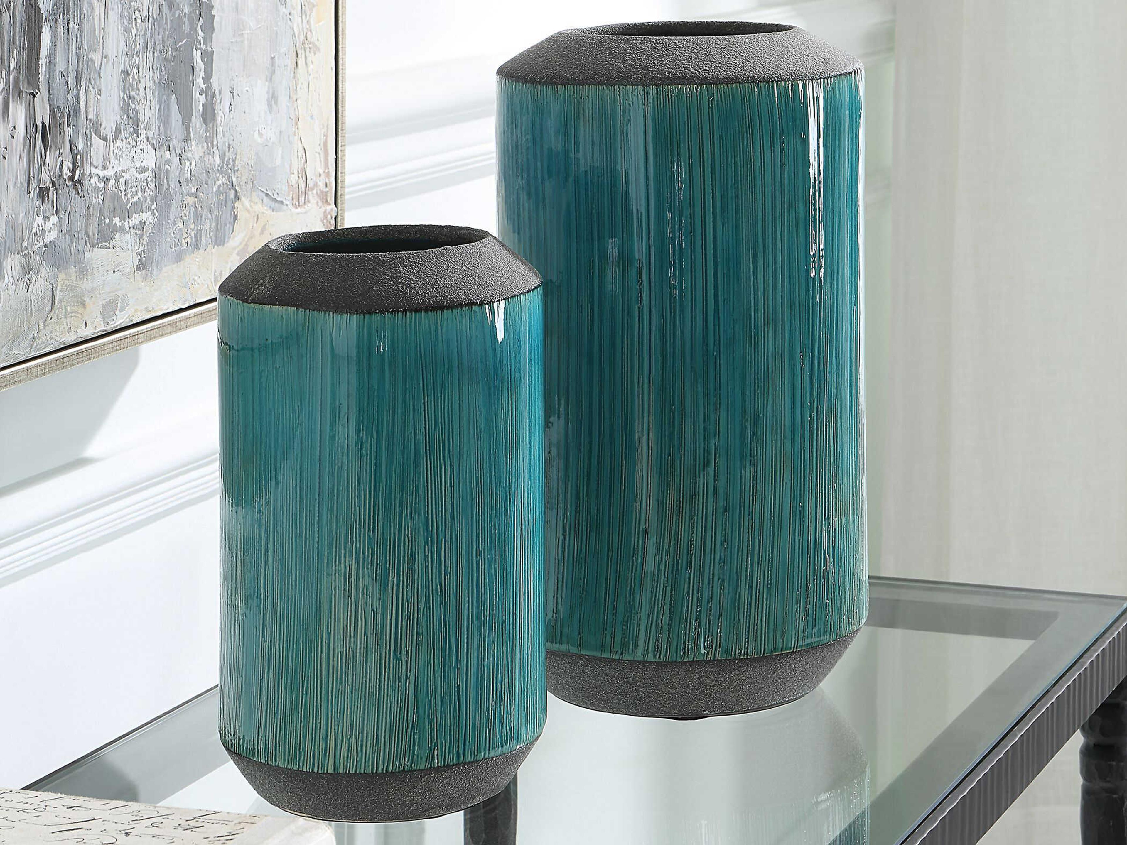 Uttermost Maui Aqua Blue Vase Set of 2