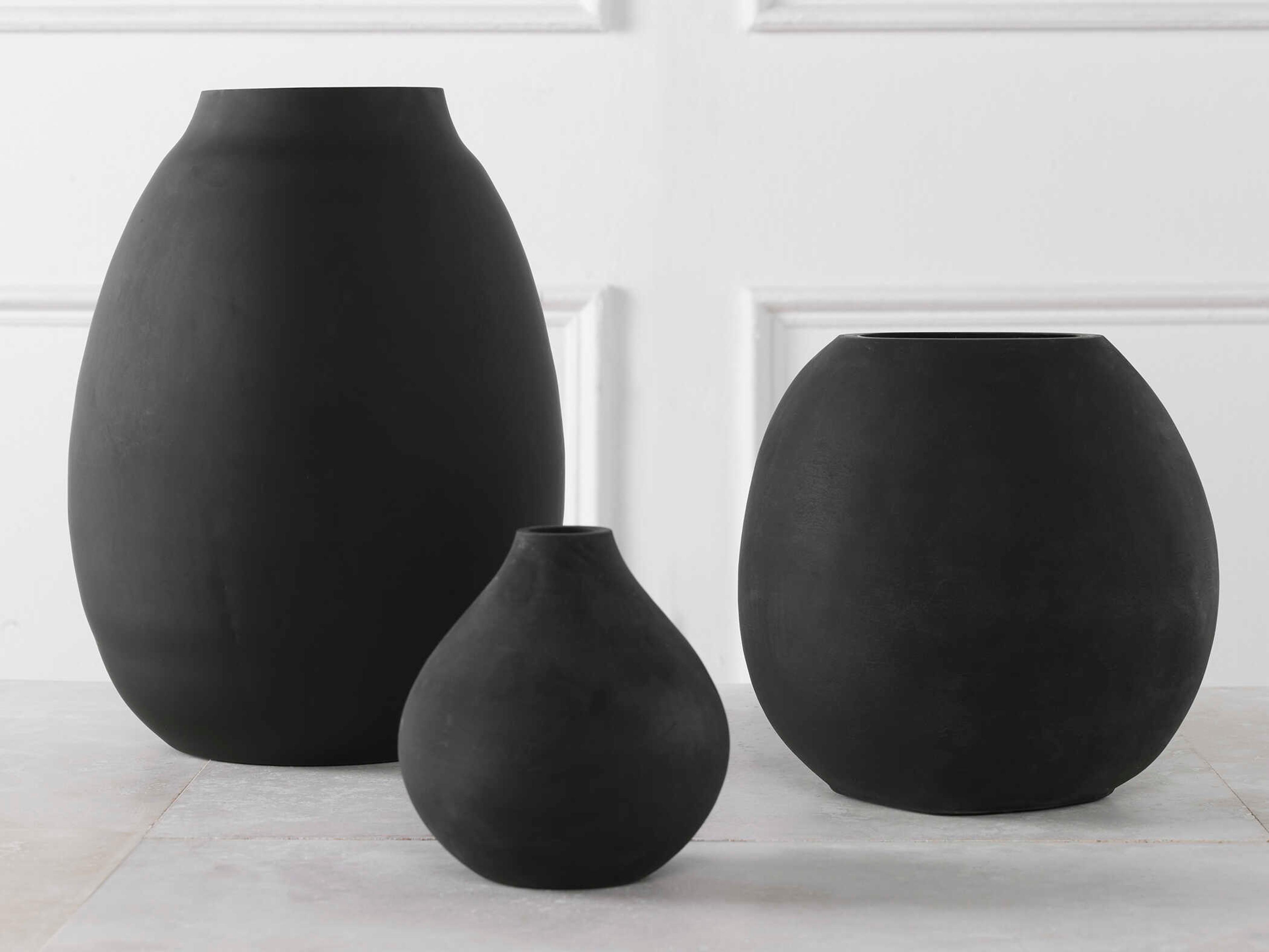 Uttermost Hearth Matte Black Vase Set of 3