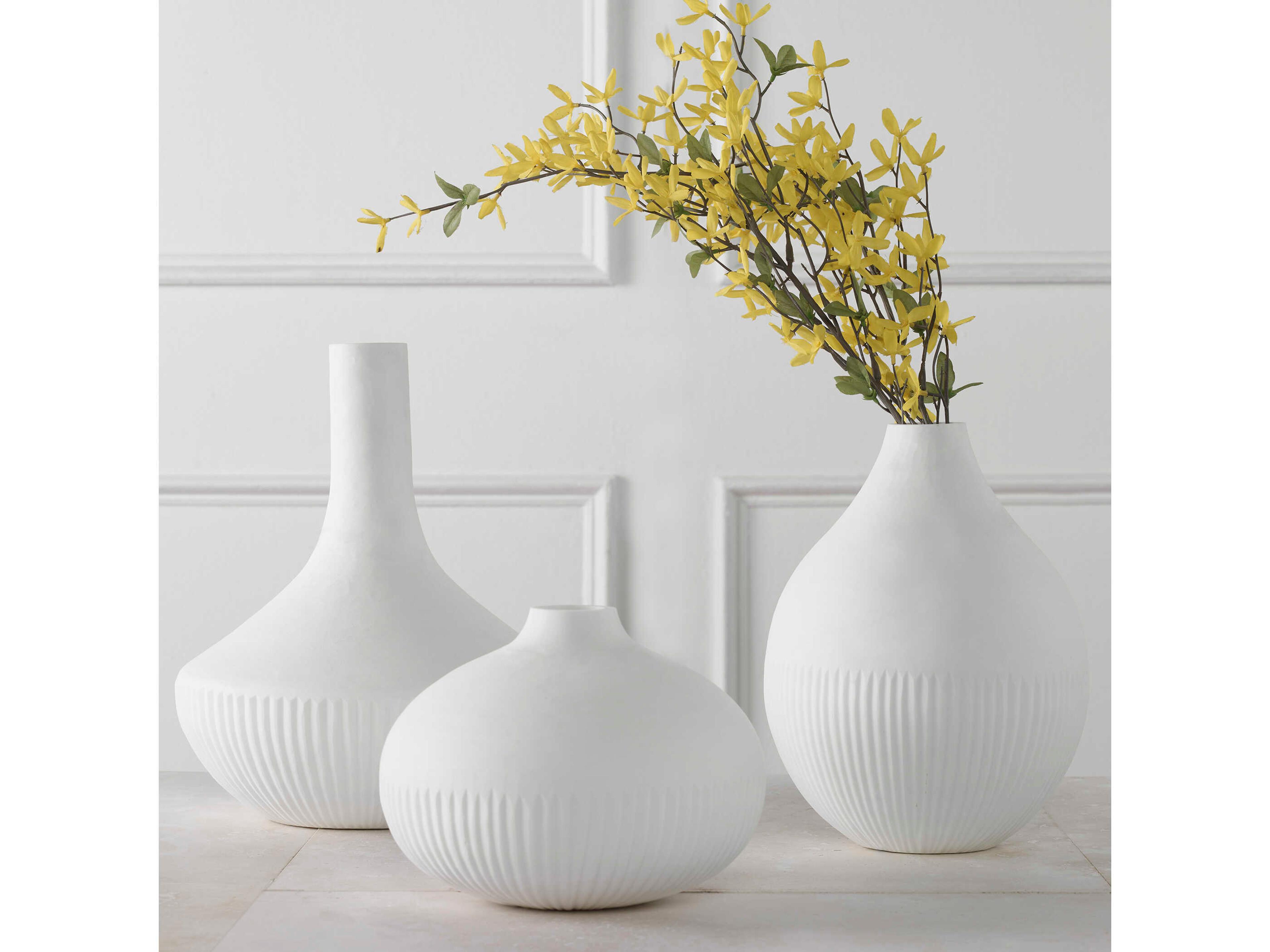 Uttermost Apothecary Satin White Vase Set of 3