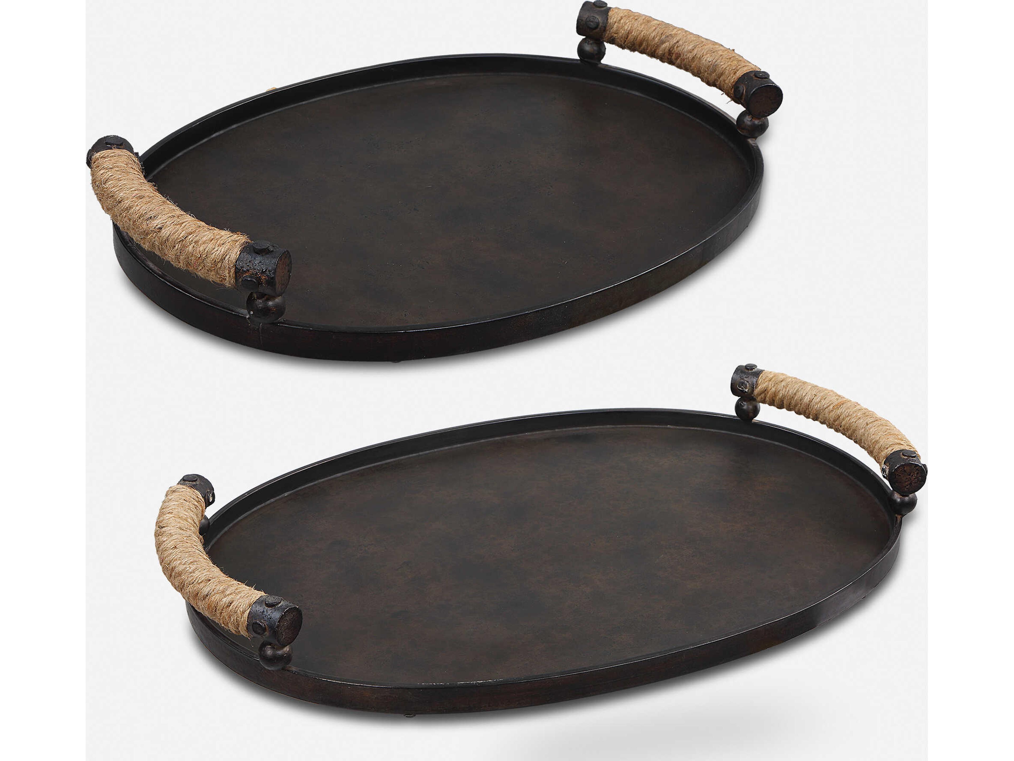 Uttermost Viggo Oxidized Bronze Serving Tray Set of 2