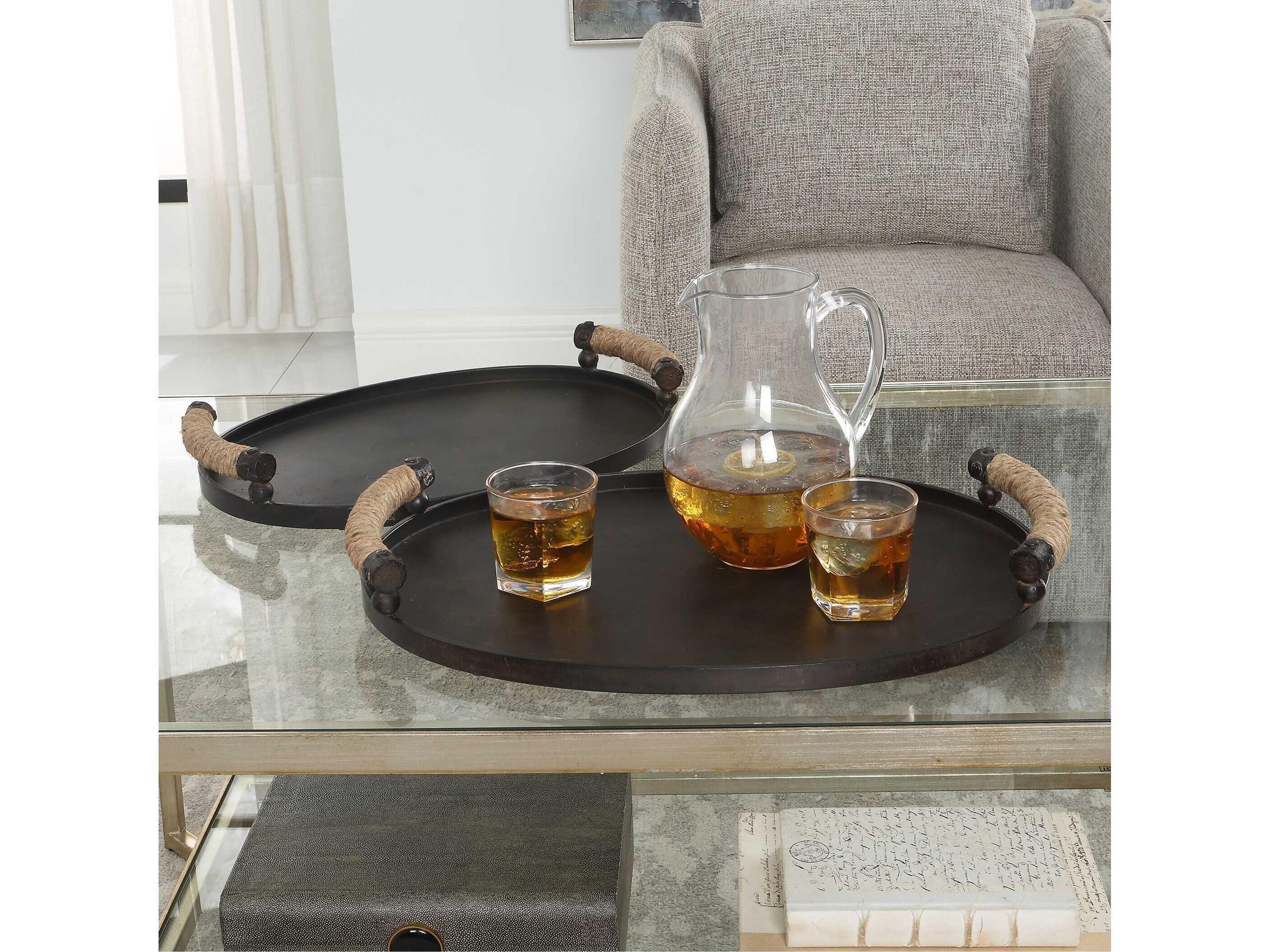 Uttermost Viggo Oxidized Bronze Serving Tray Set of 2