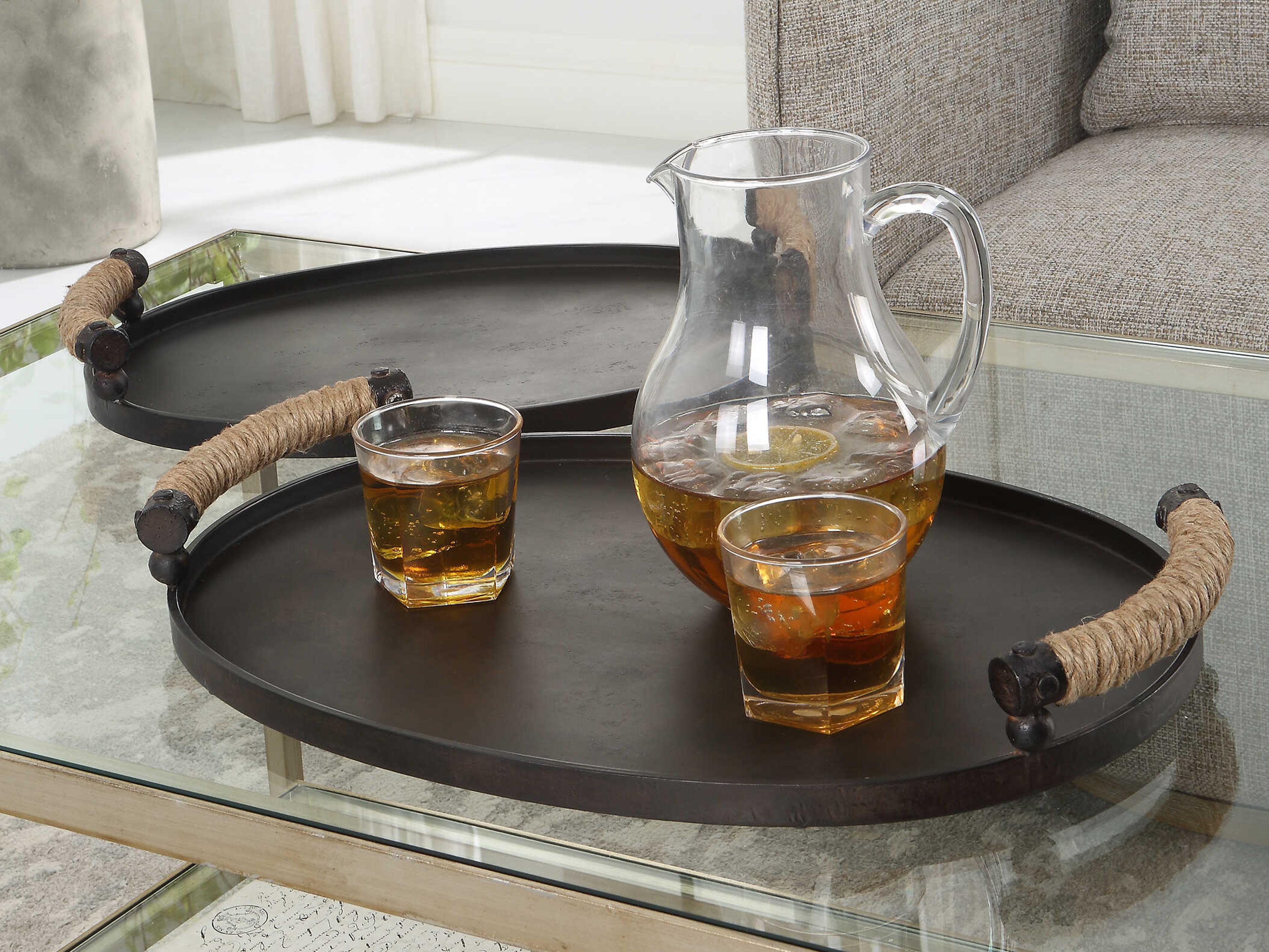 Uttermost Viggo Oxidized Bronze Serving Tray Set of 2