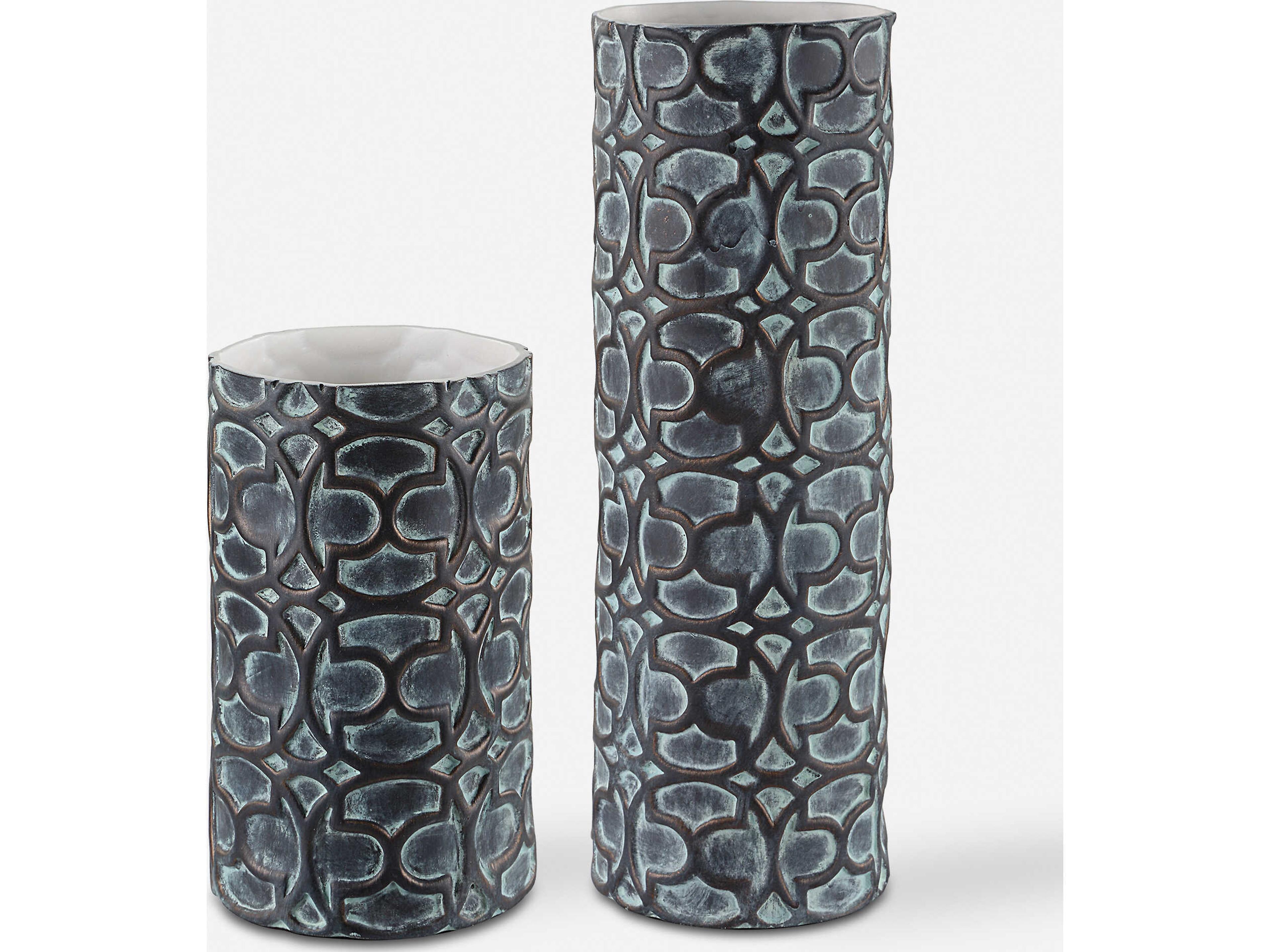 Baltra Aged Bronze Patina Verdigris Vase Set of 2