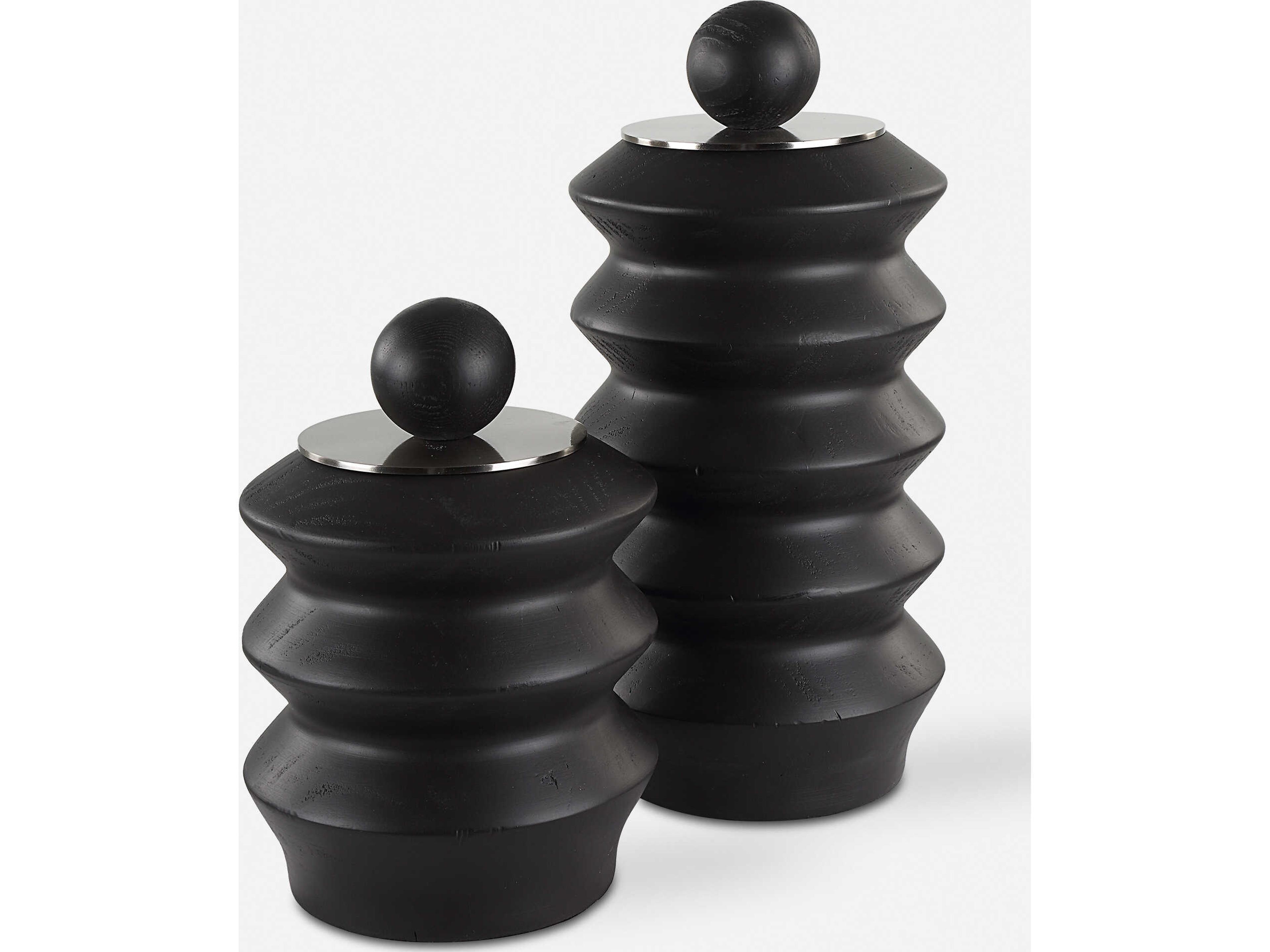 Accordion Black Vase Set of 2