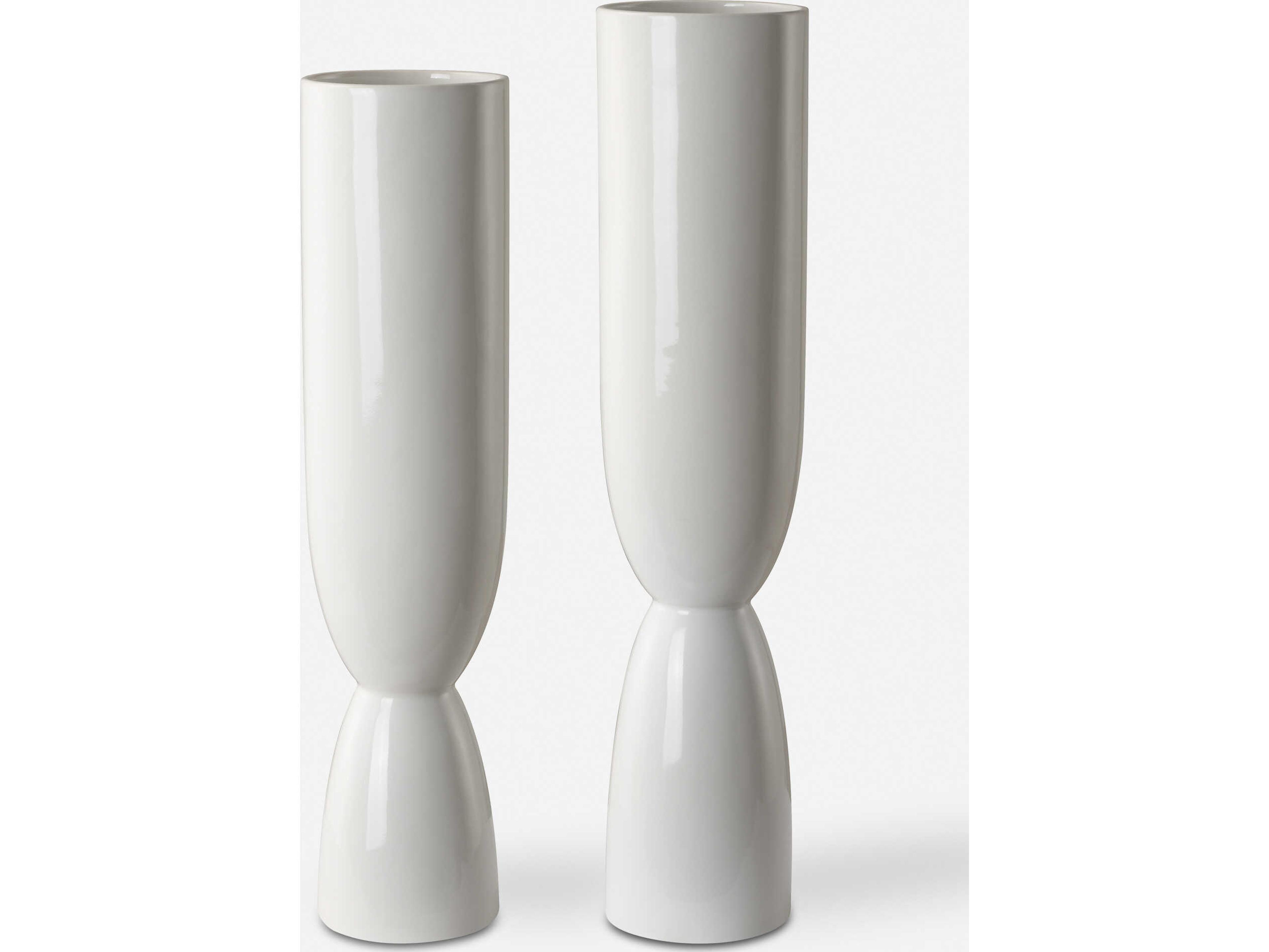 Uttermost Kimist White Vase Set of 2