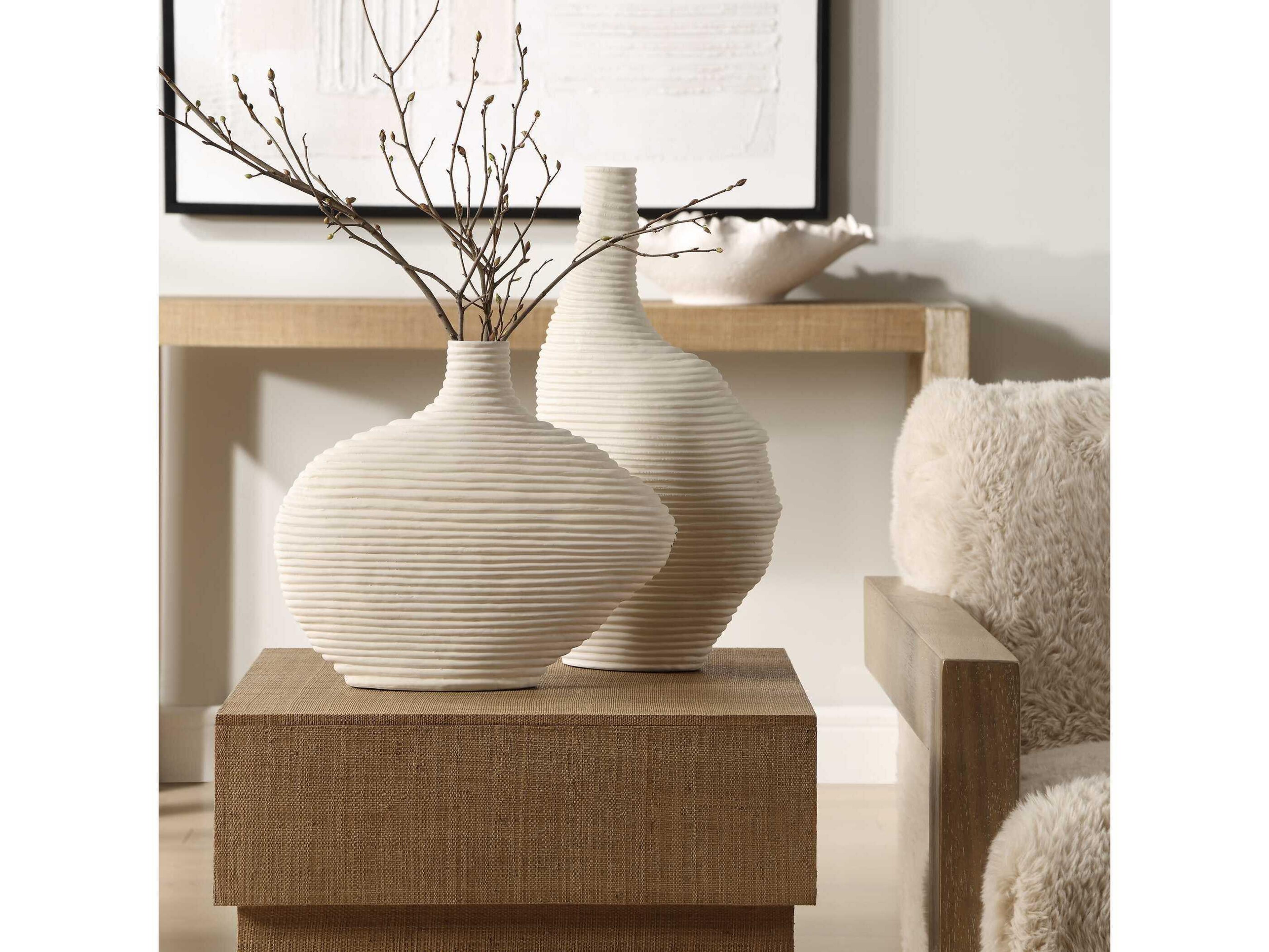 Uttermost Duostacked Matte White Vases Set of 2