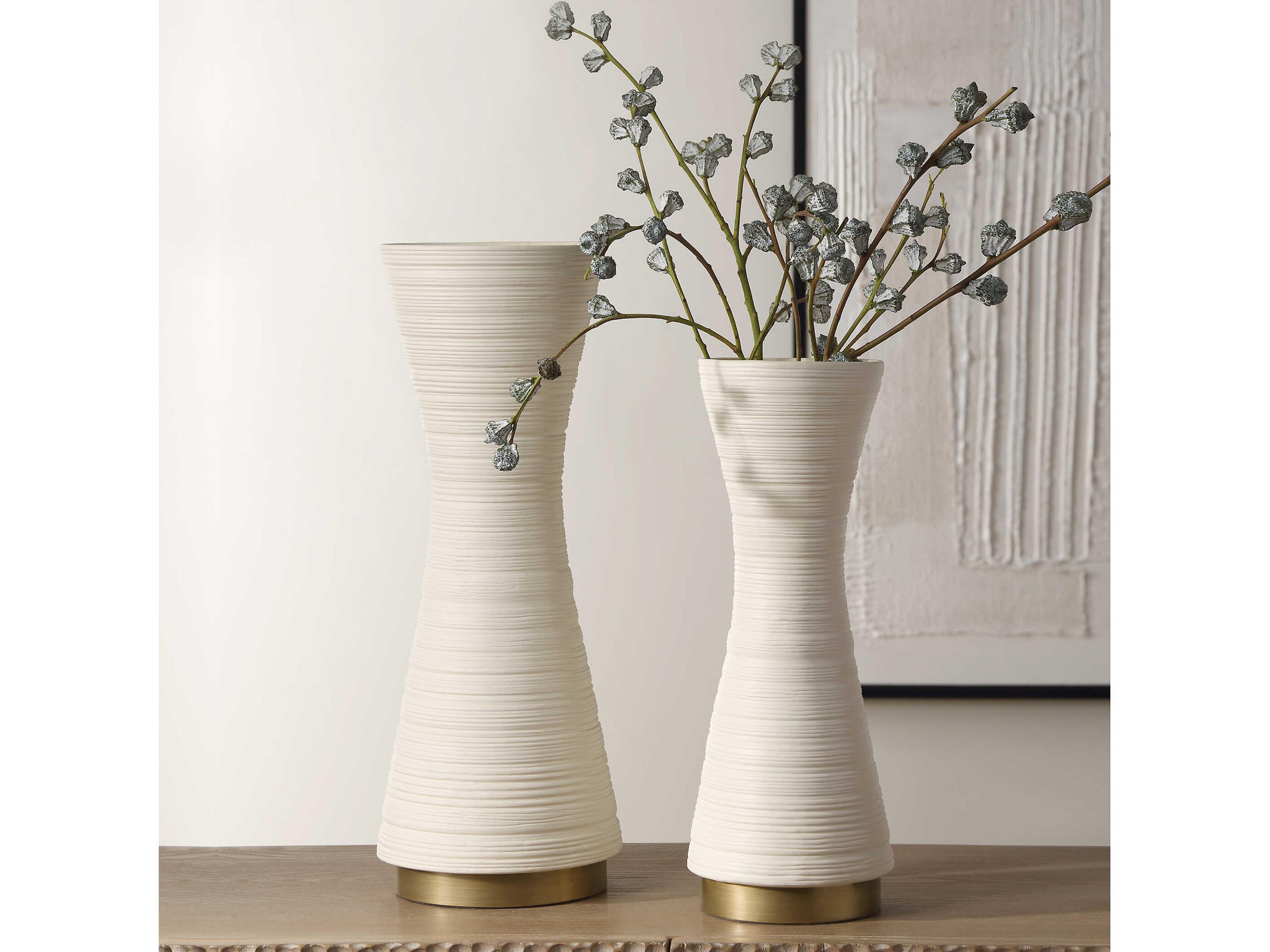 Uttermost Ridgeline White Vases Set of 2