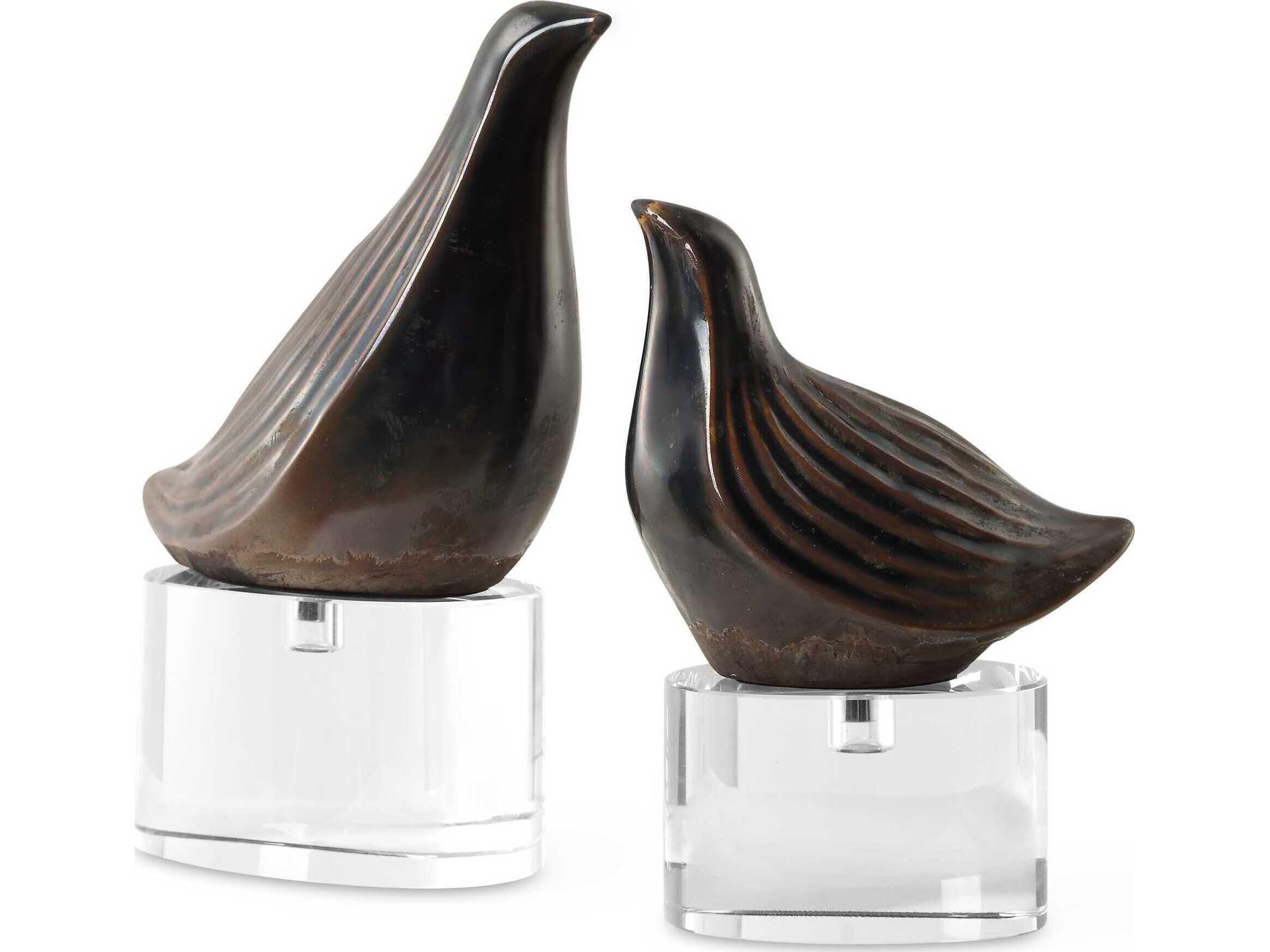 Nesting Bird Gray Sculptures Set of 2