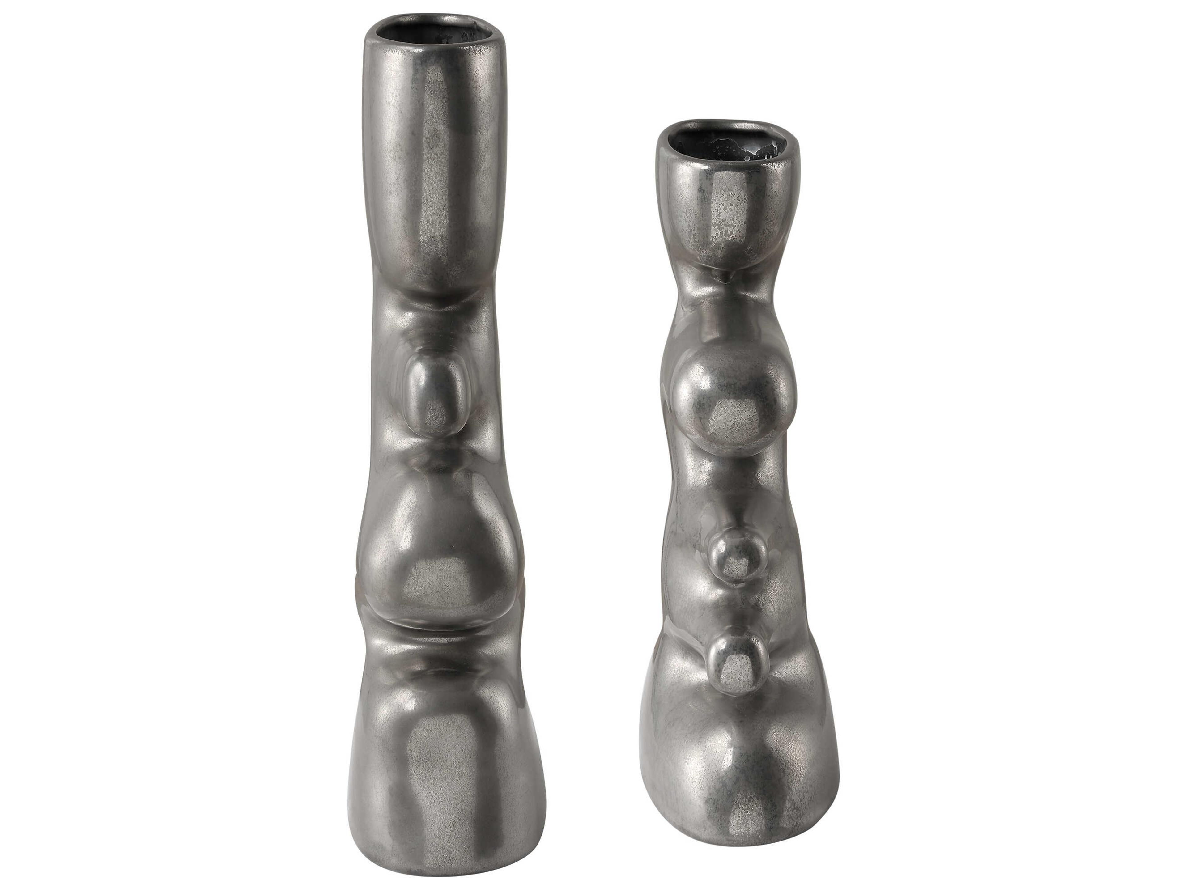 Uttermost Free Flowing Tarnished Nickel Vase (Set of 2)