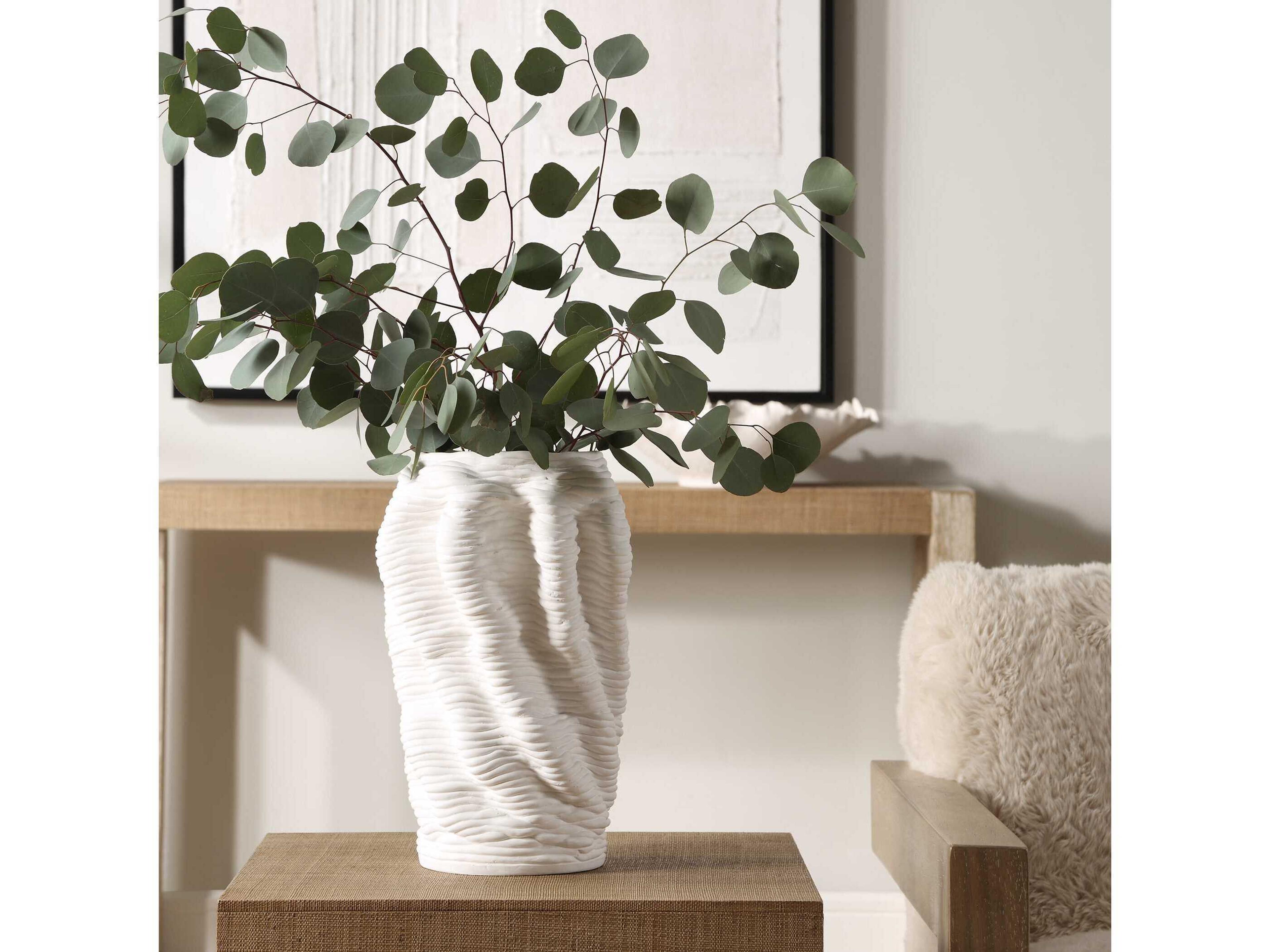 Uttermost Stratified Matte White Vase