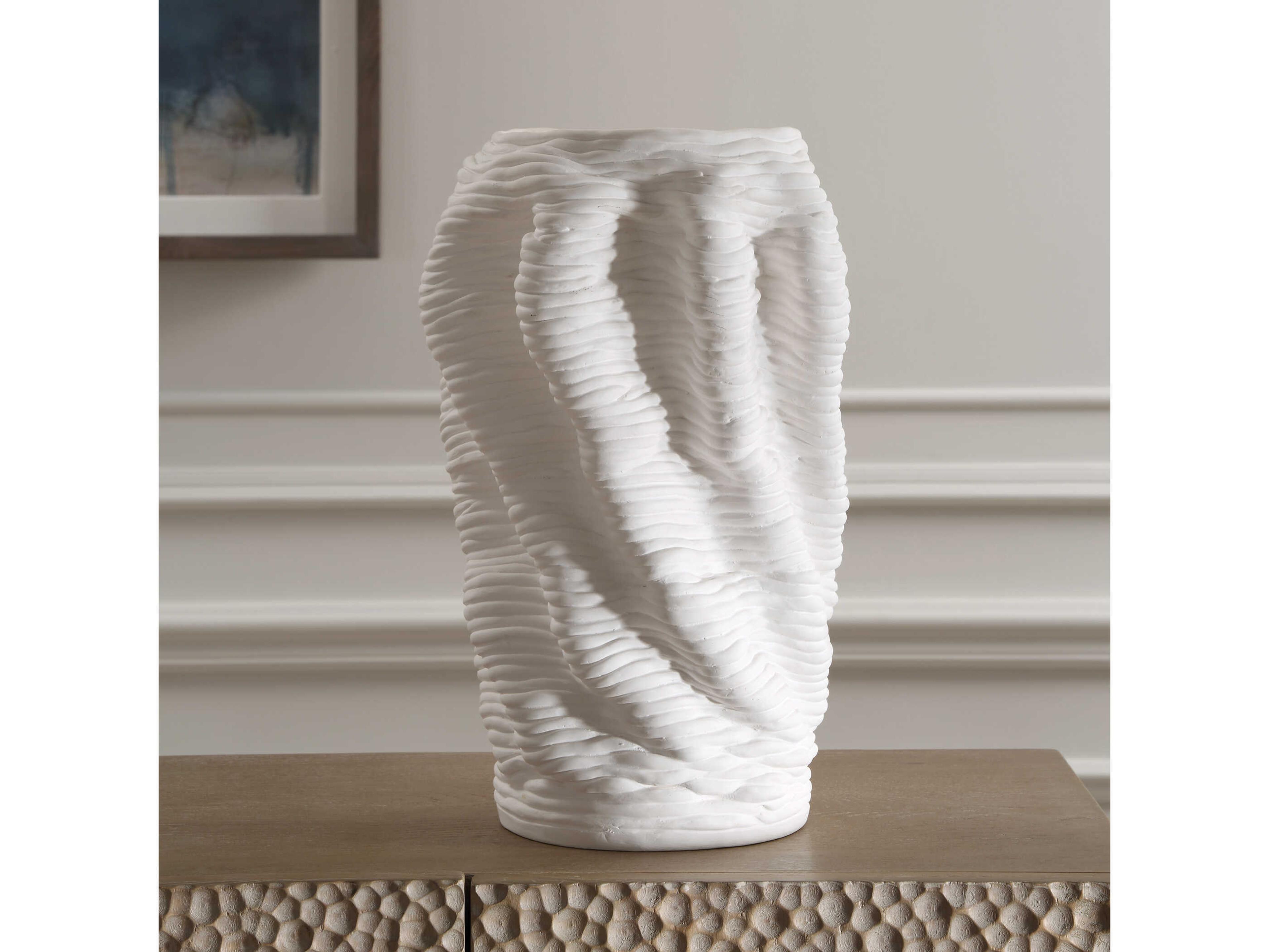 Uttermost Stratified Matte White Vase