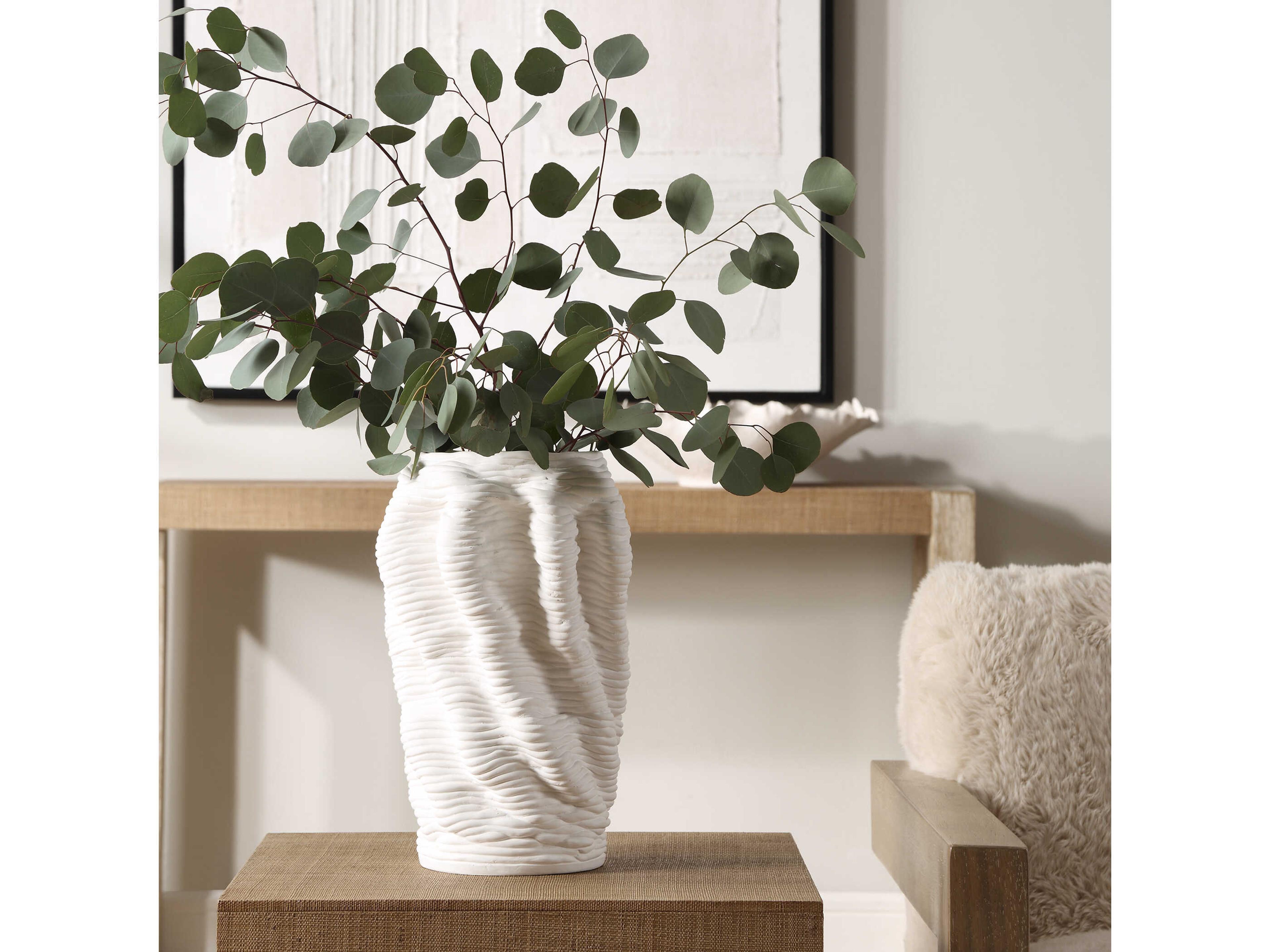 Uttermost Stratified Matte White Vase