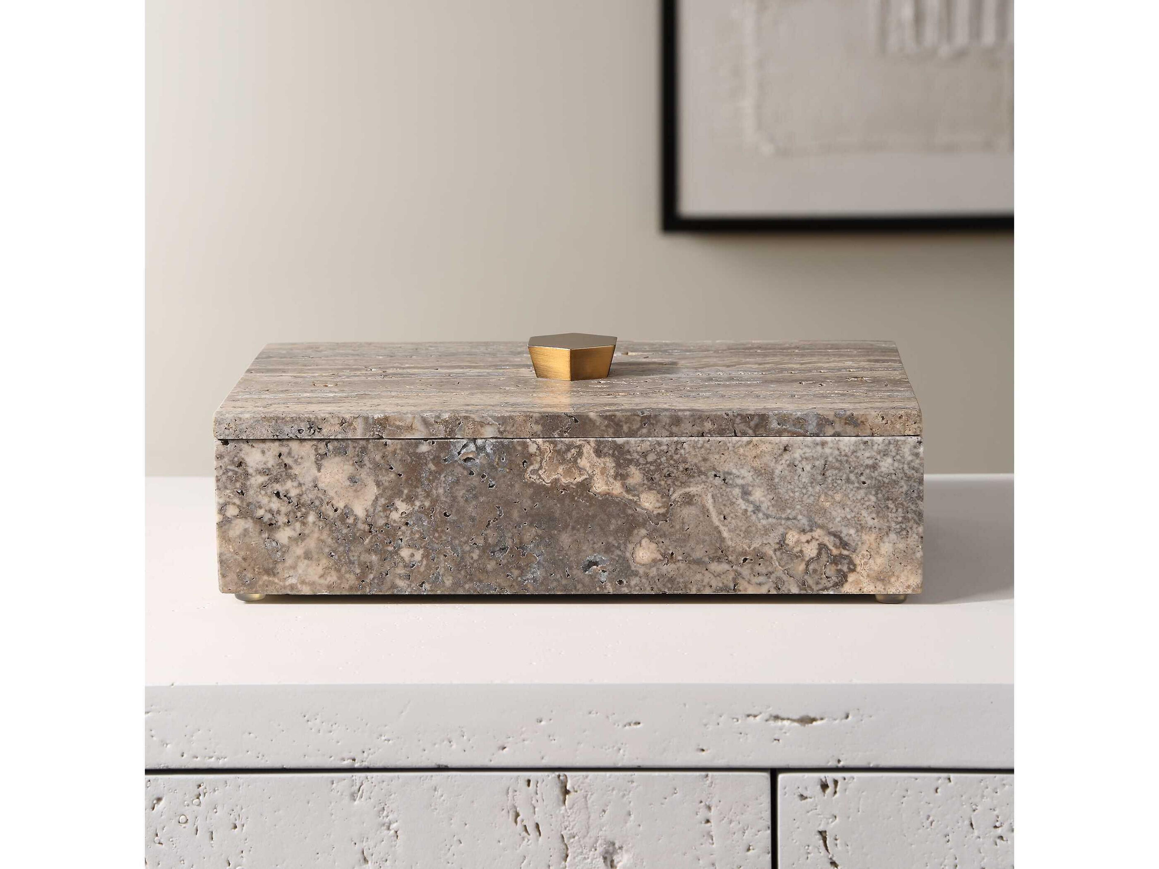 Uttermost Griseus Travertine Stone Box