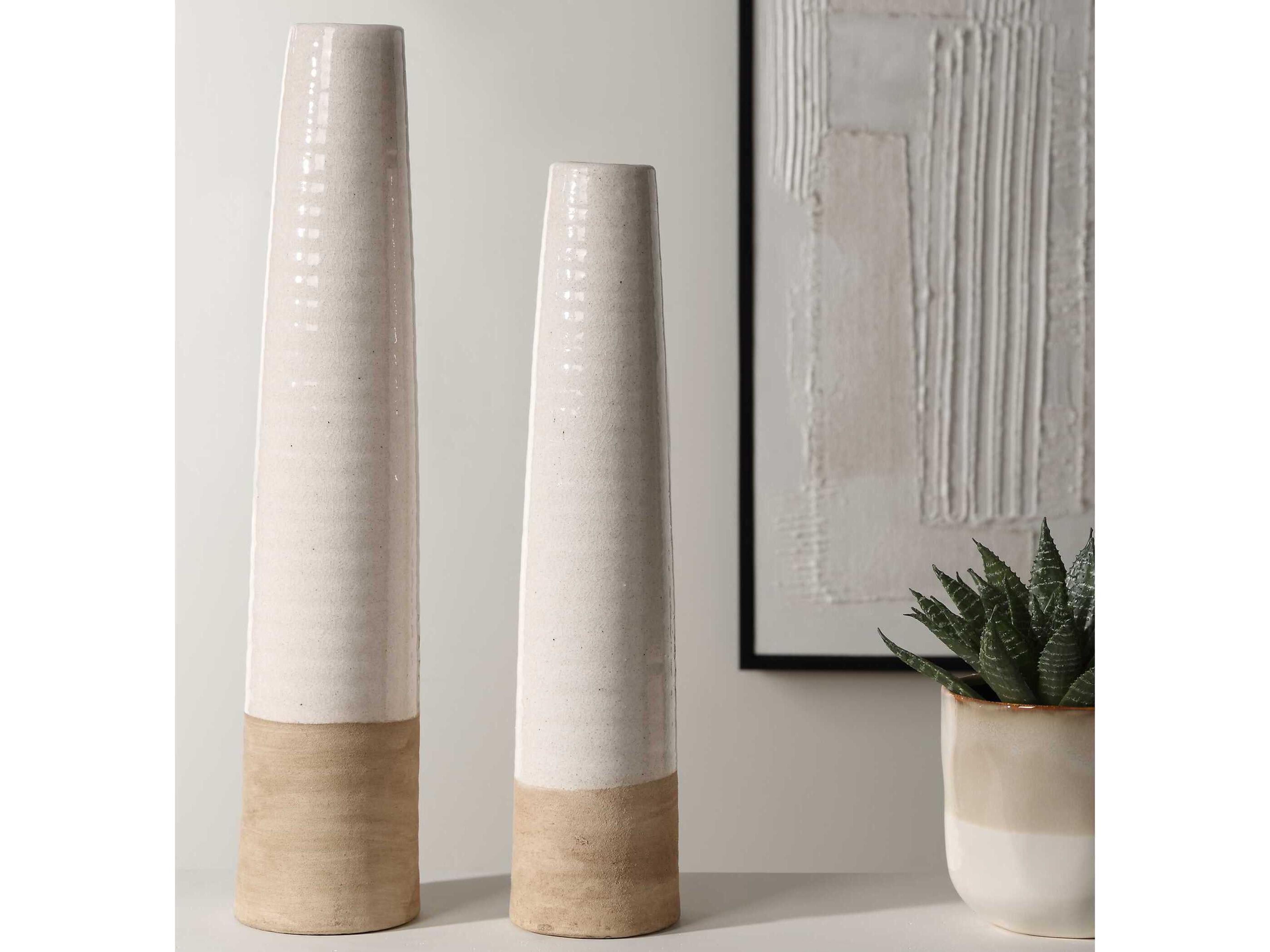 Uttermost Ivory Sands Ceramic Vases Set of 2
