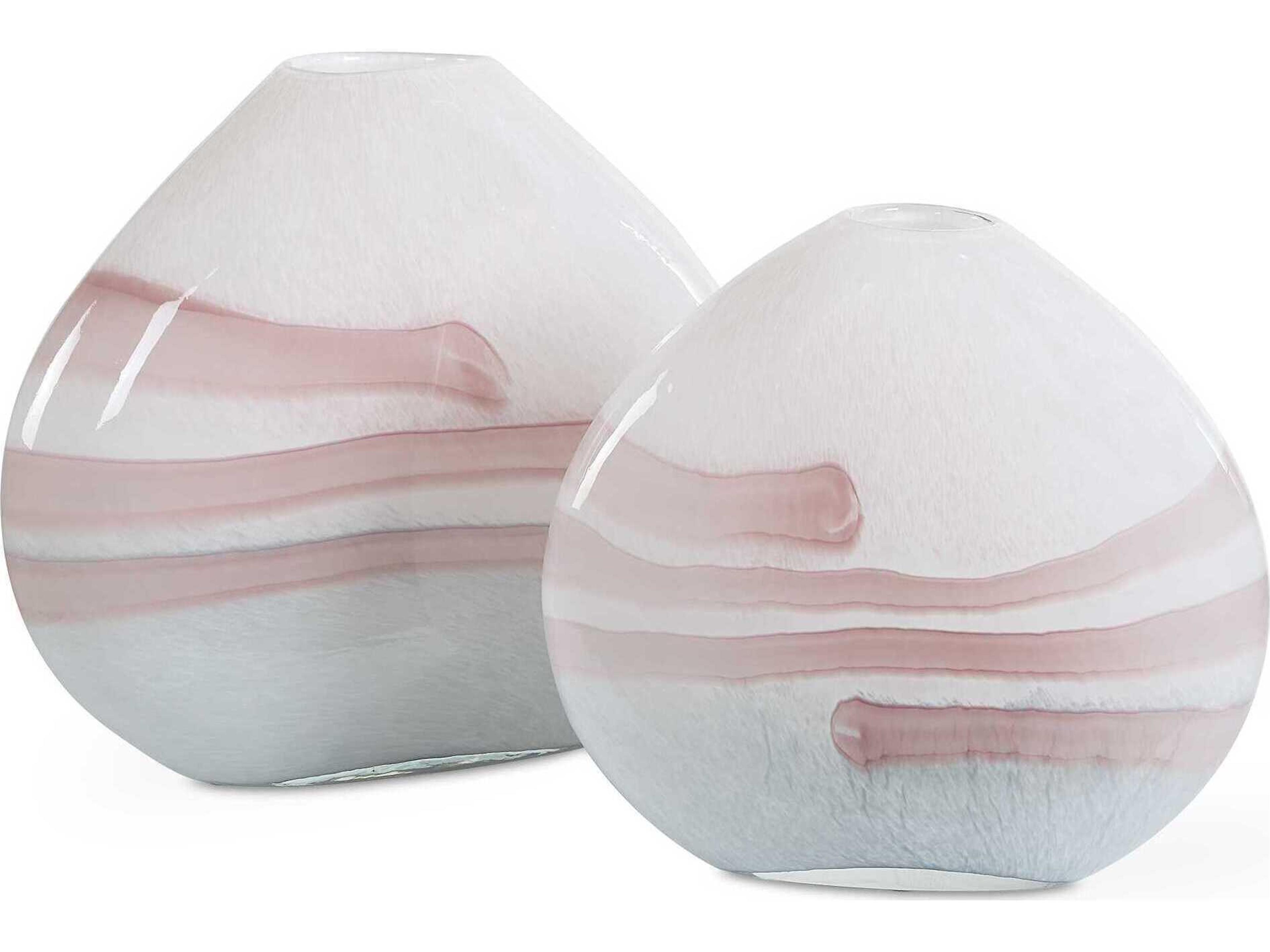 Blush Swirl Glass Vases Set of 2
