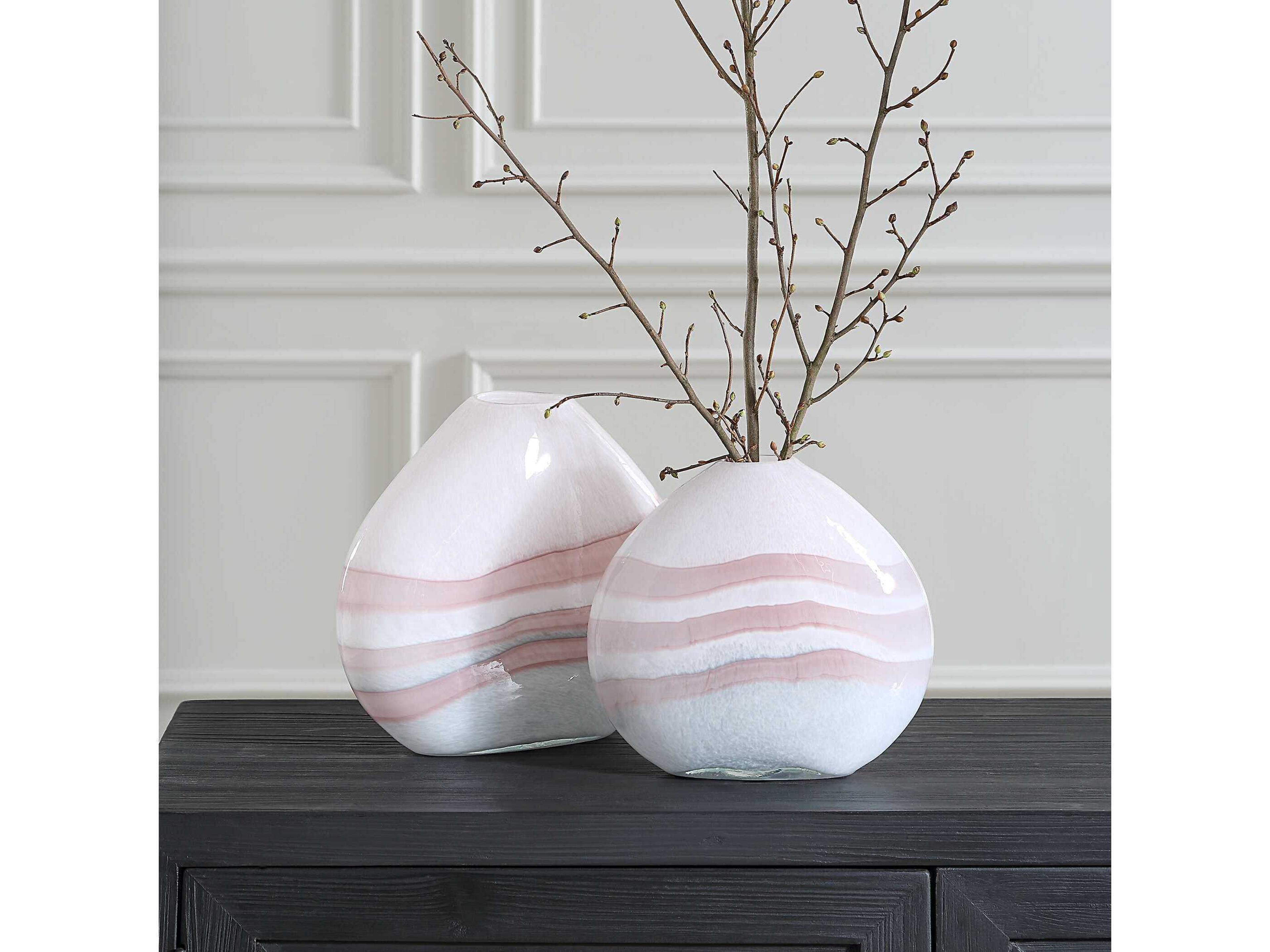 Uttermost Blush Swirl Glass Vases Set of 2