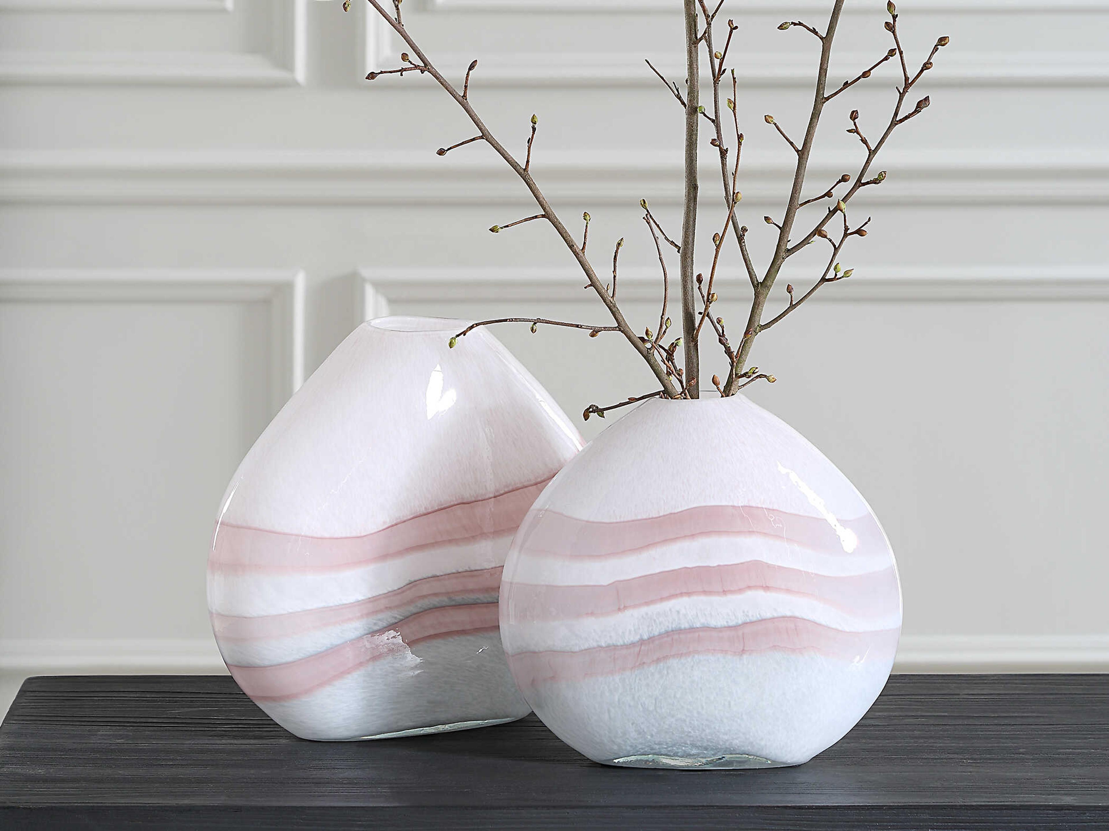 Uttermost Blush Swirl Glass Vases Set of 2