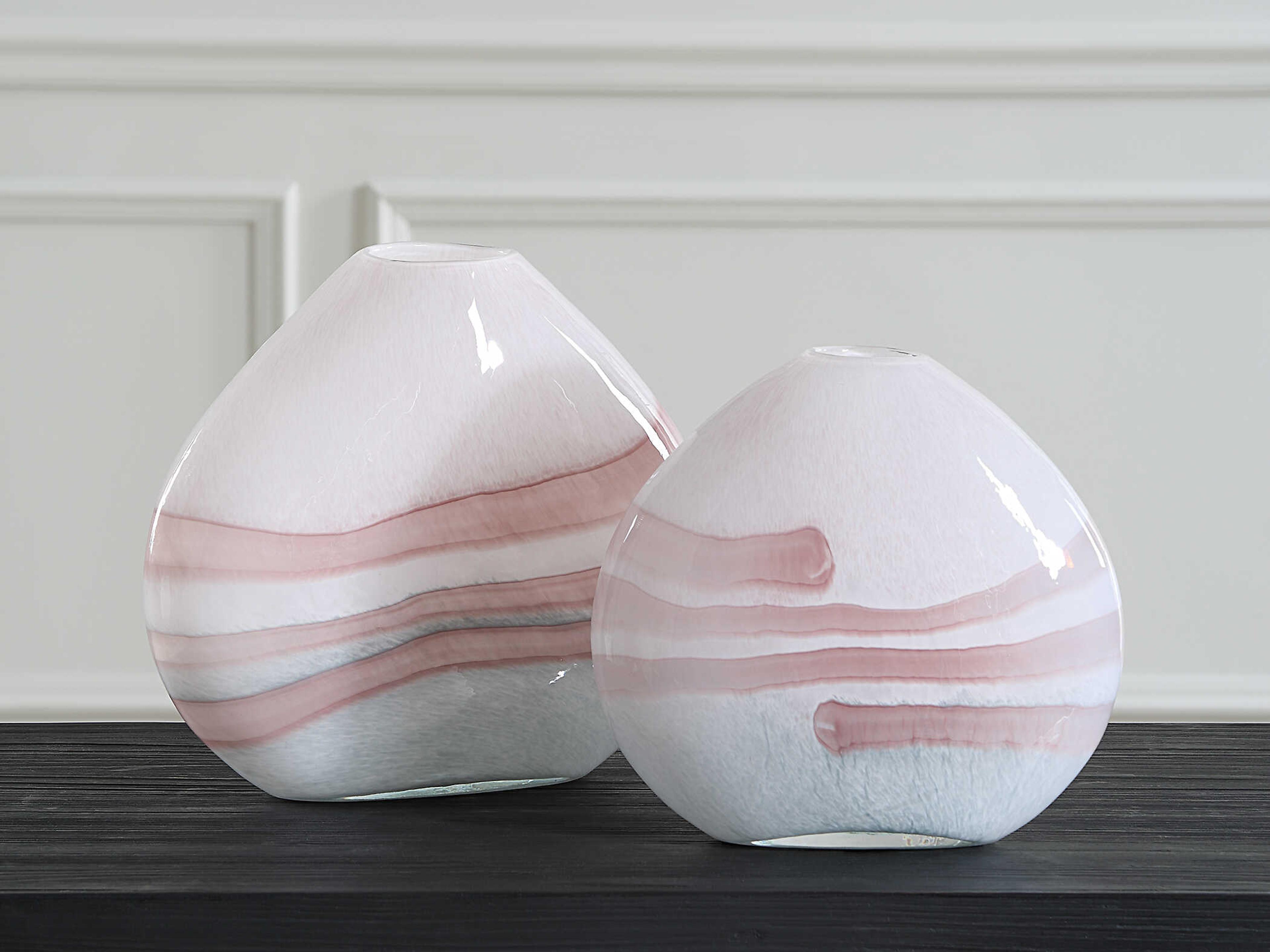 Uttermost Blush Swirl Glass Vases Set of 2