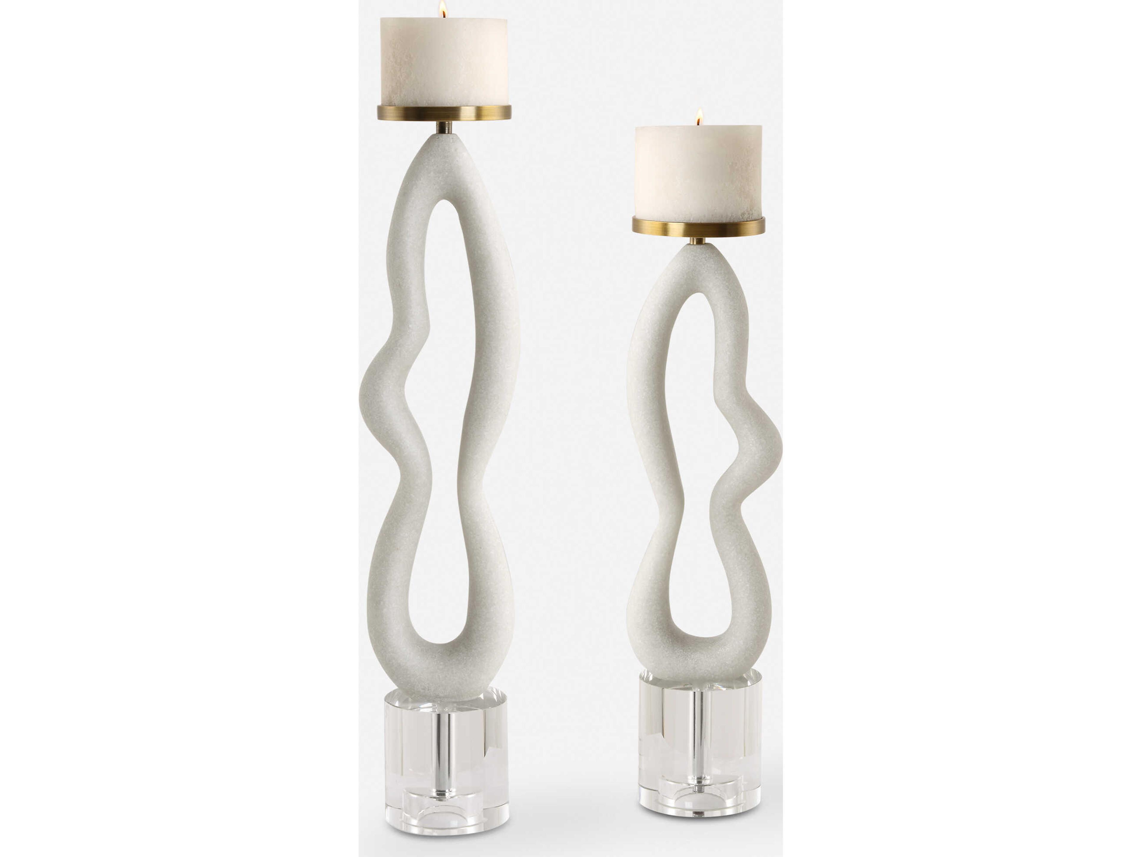 Uttermost Feamelo Ivory Stone Candleholders Set of 2