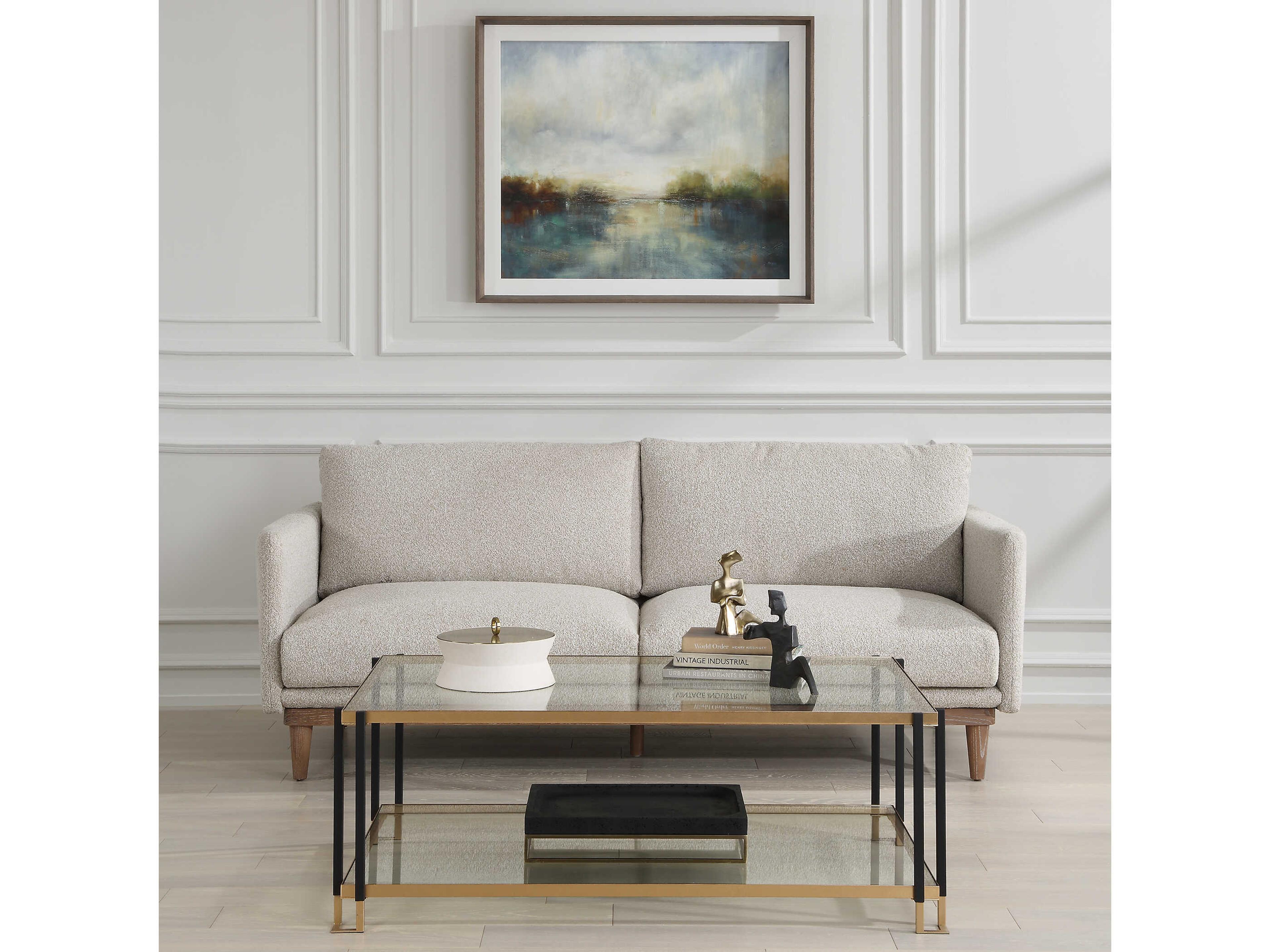 Uttermost Luxe White Shagreen Round Box