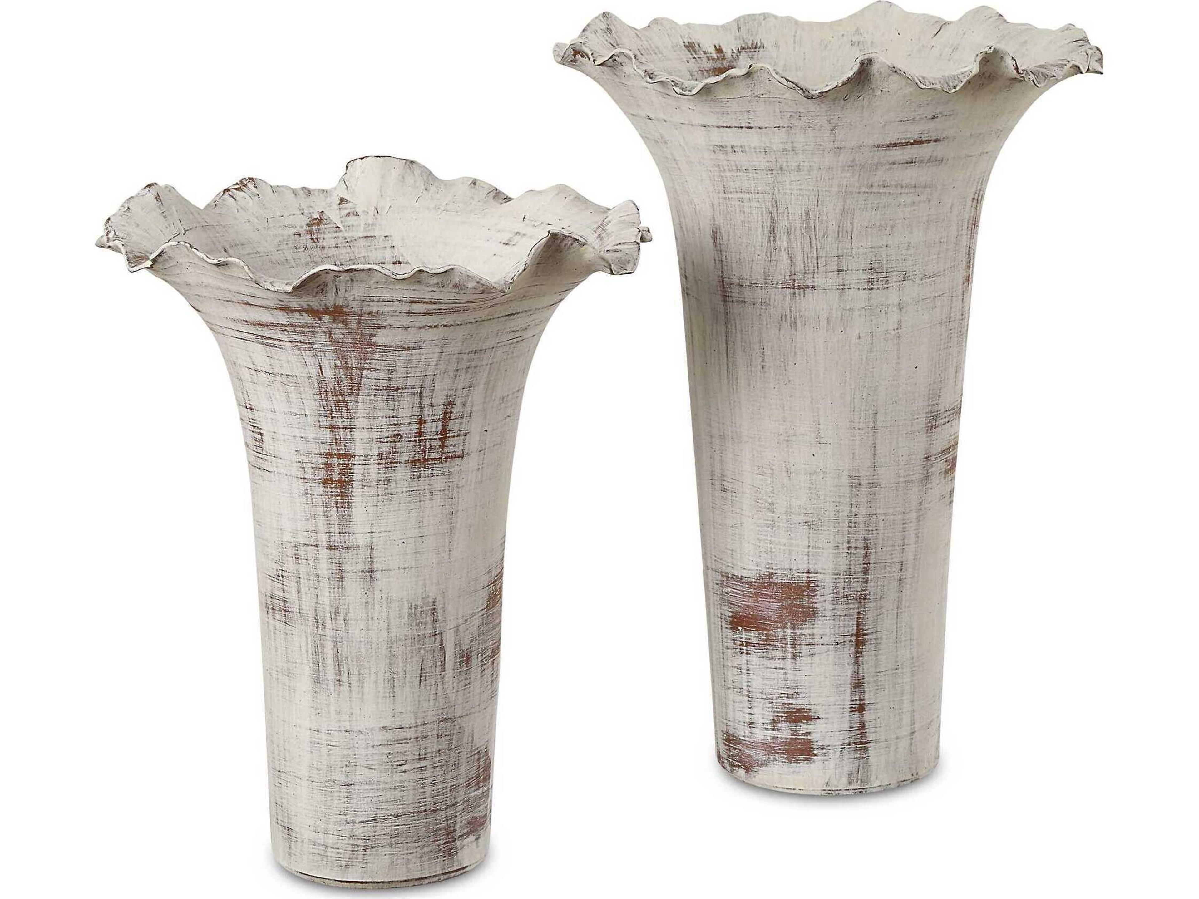 Ruffled Petal Rust Brown Vase (Set of 2)