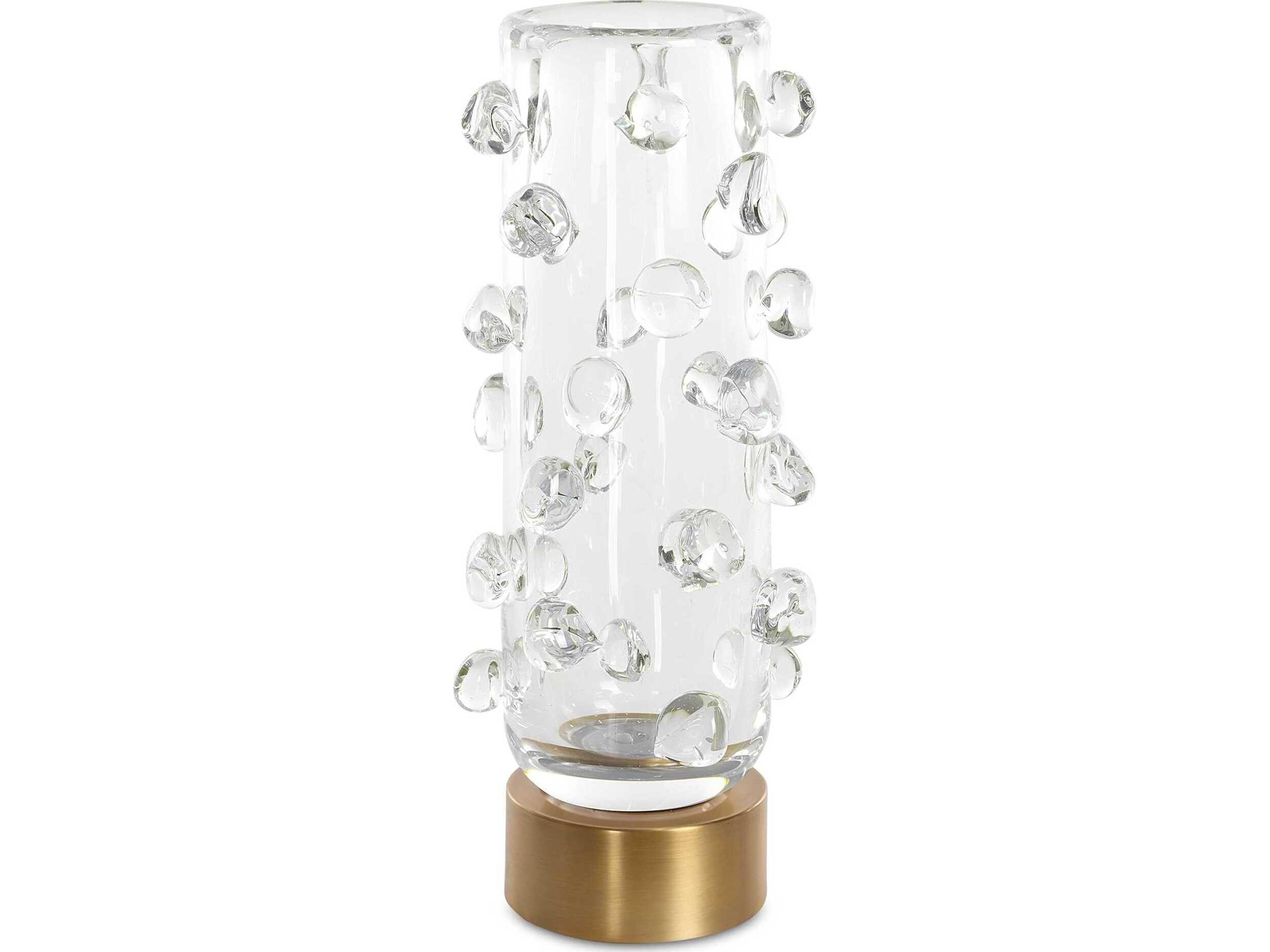 Uttermost Aura Clear Brushed Brass Vase